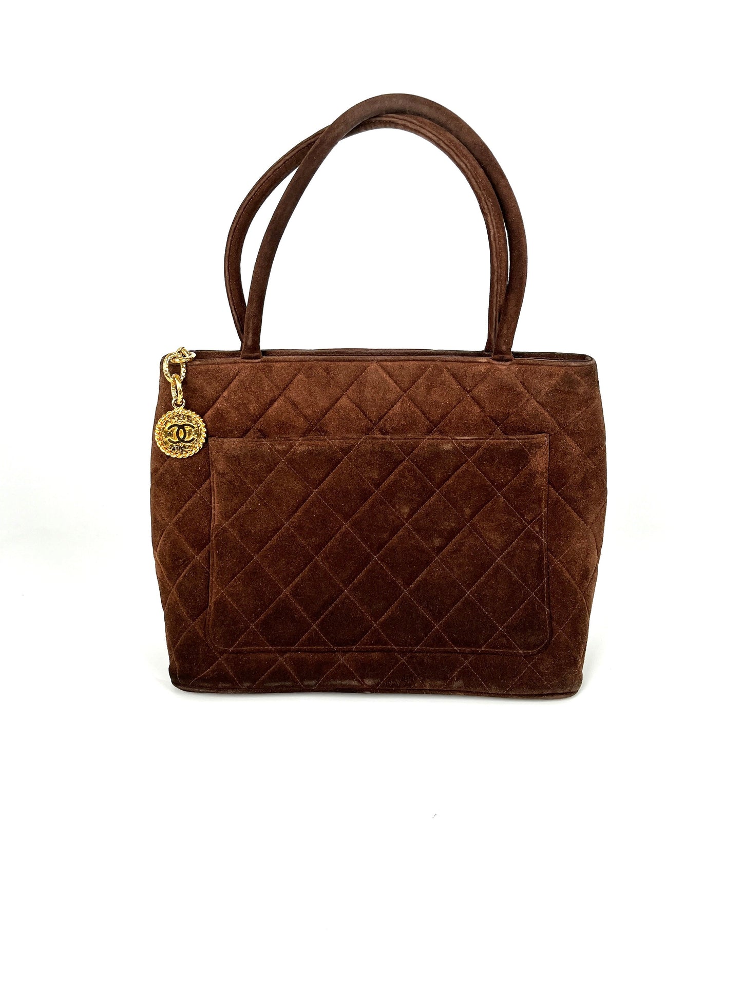 Chanel Timeless CC Medallion Suede Brown Tote Bag - Rovelle Bags