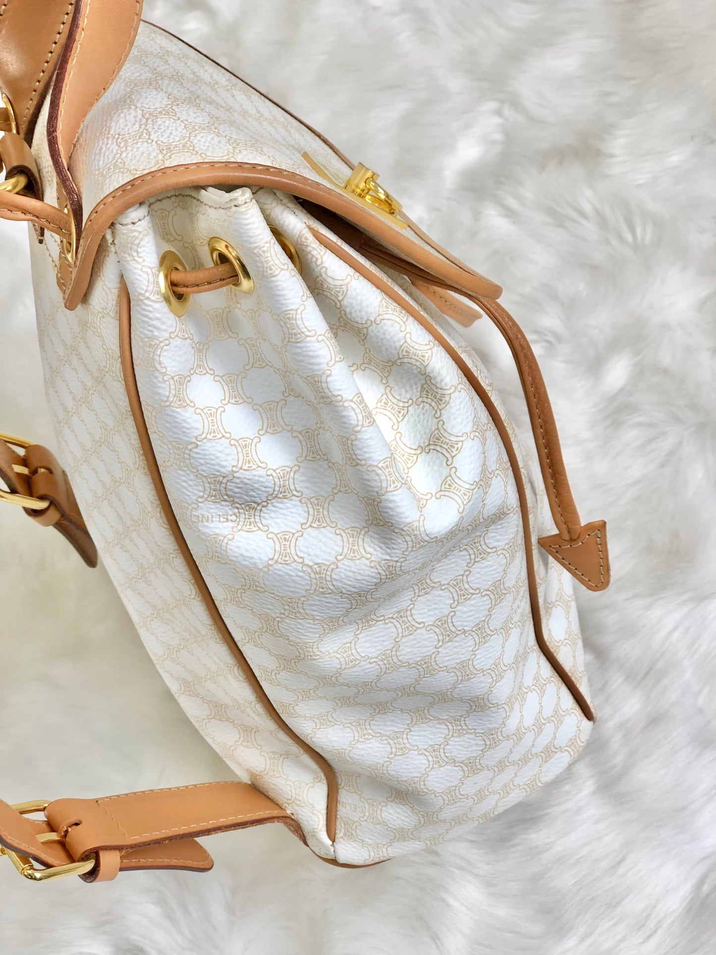 CELINE Macadam Gancini Backpack White Old Celine g252jj