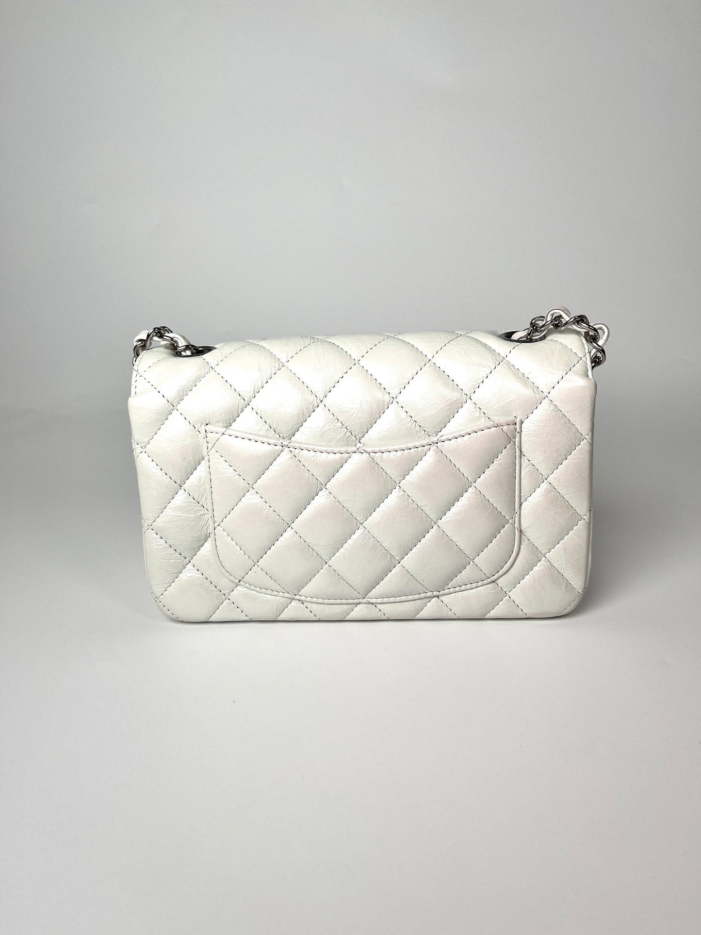 Chanel White 2021 Rectangular Mini Crumpled Flap Bag - Rovelle Bags