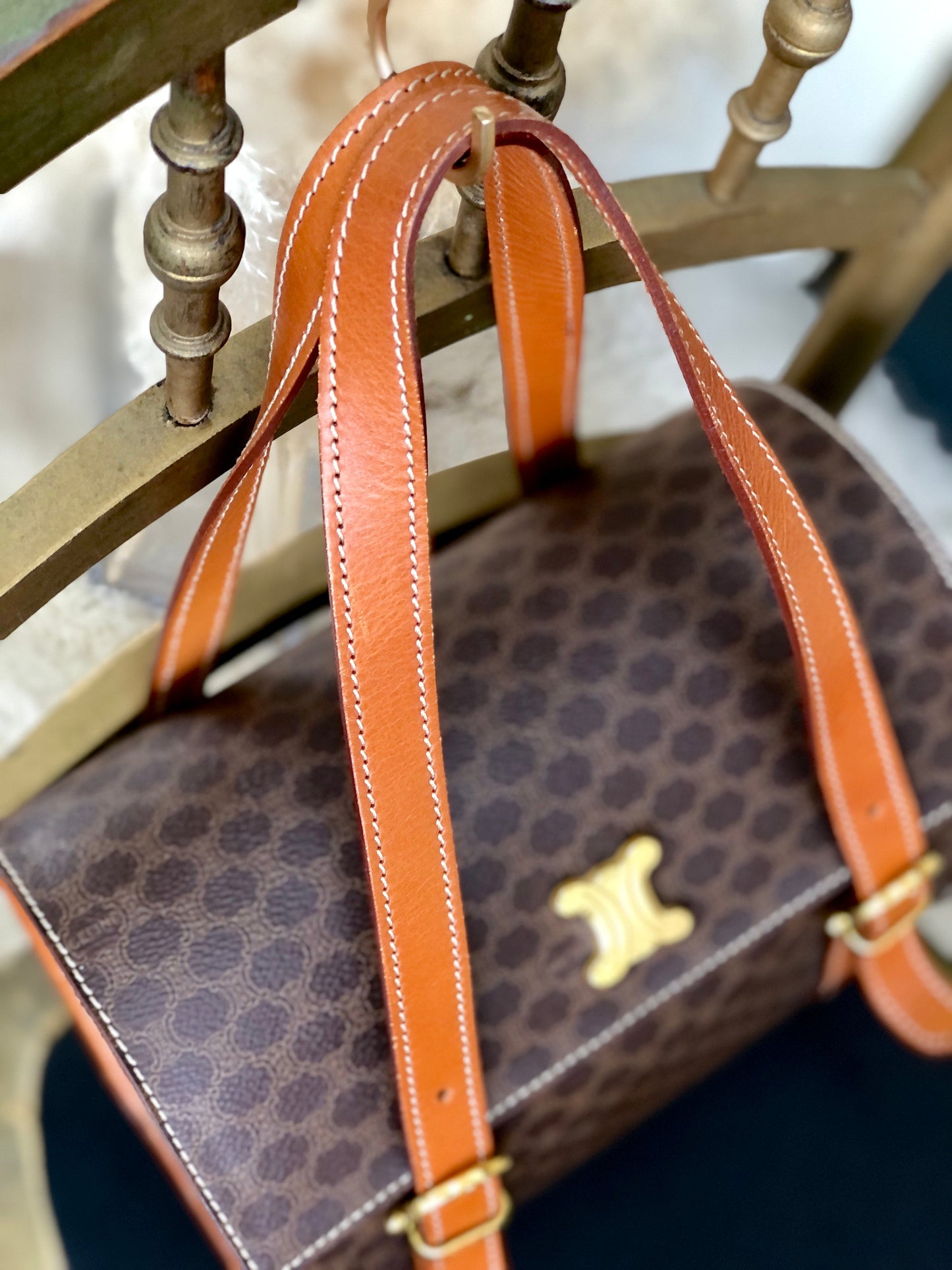 CELINE Triomphe Box Handbag Brown Old CELINE axjbki