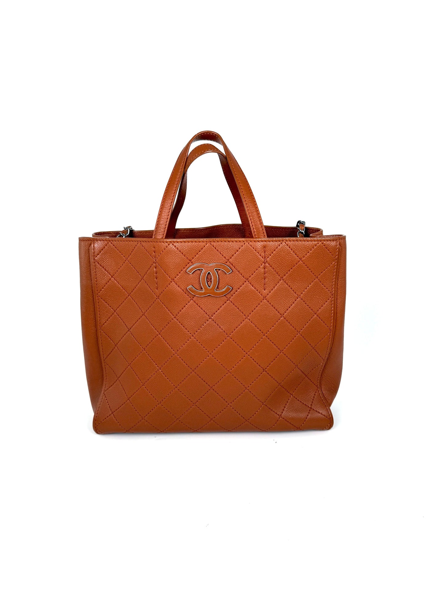 Chanel Covered CC Quilted Caviar Brown Tote Bag - Rovelle Bags