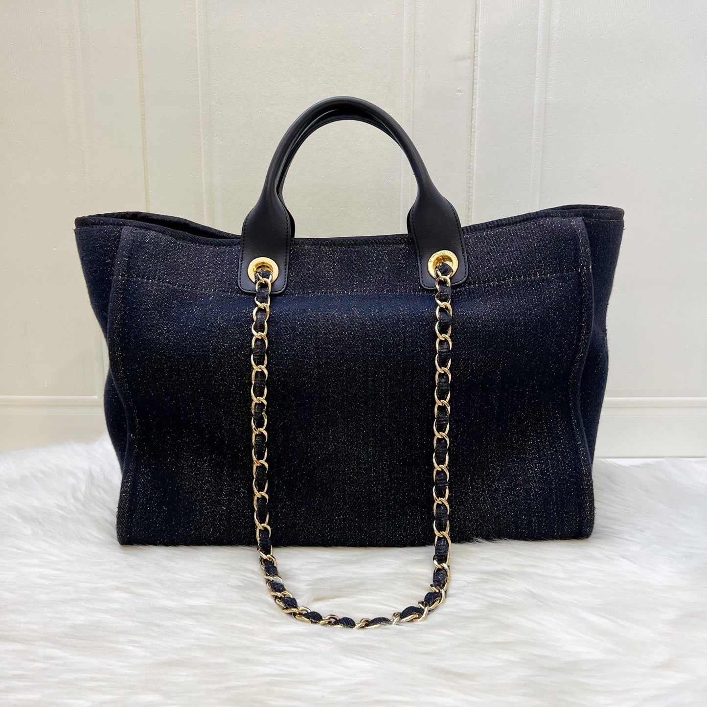 Chanel Large Deauville Tote in Navy Tote Bag - Rovelle Bags