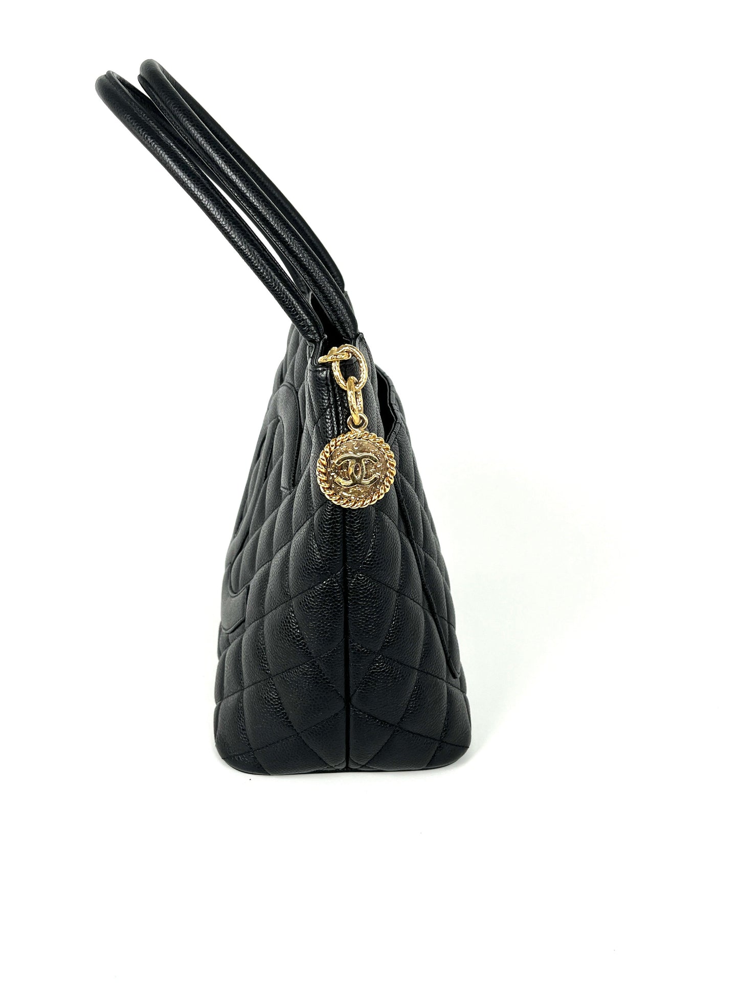 Chanel Medallion Timeless Black Quilted Caviar Tote Bag - Rovelle Bags
