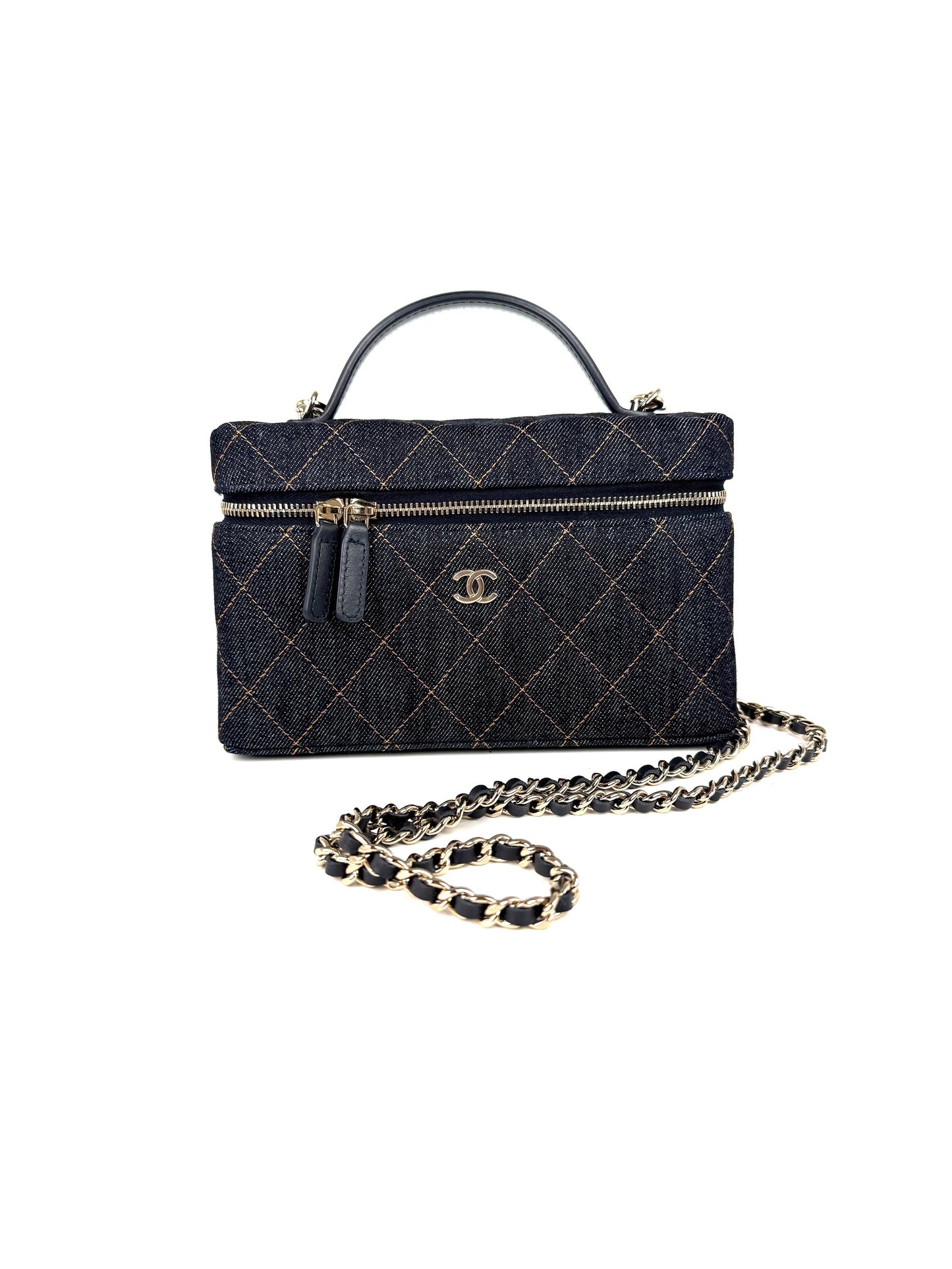 Chanel Long Classic Vanity Dark Quilted Crossbody Bag - Rovelle Bags
