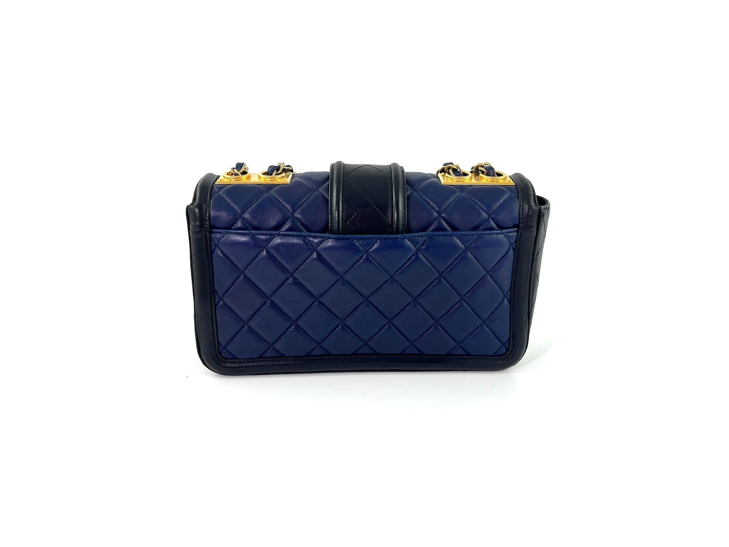 Chanel Elegant CC Navy Black Quilted Flap Bag - Rovelle Bags