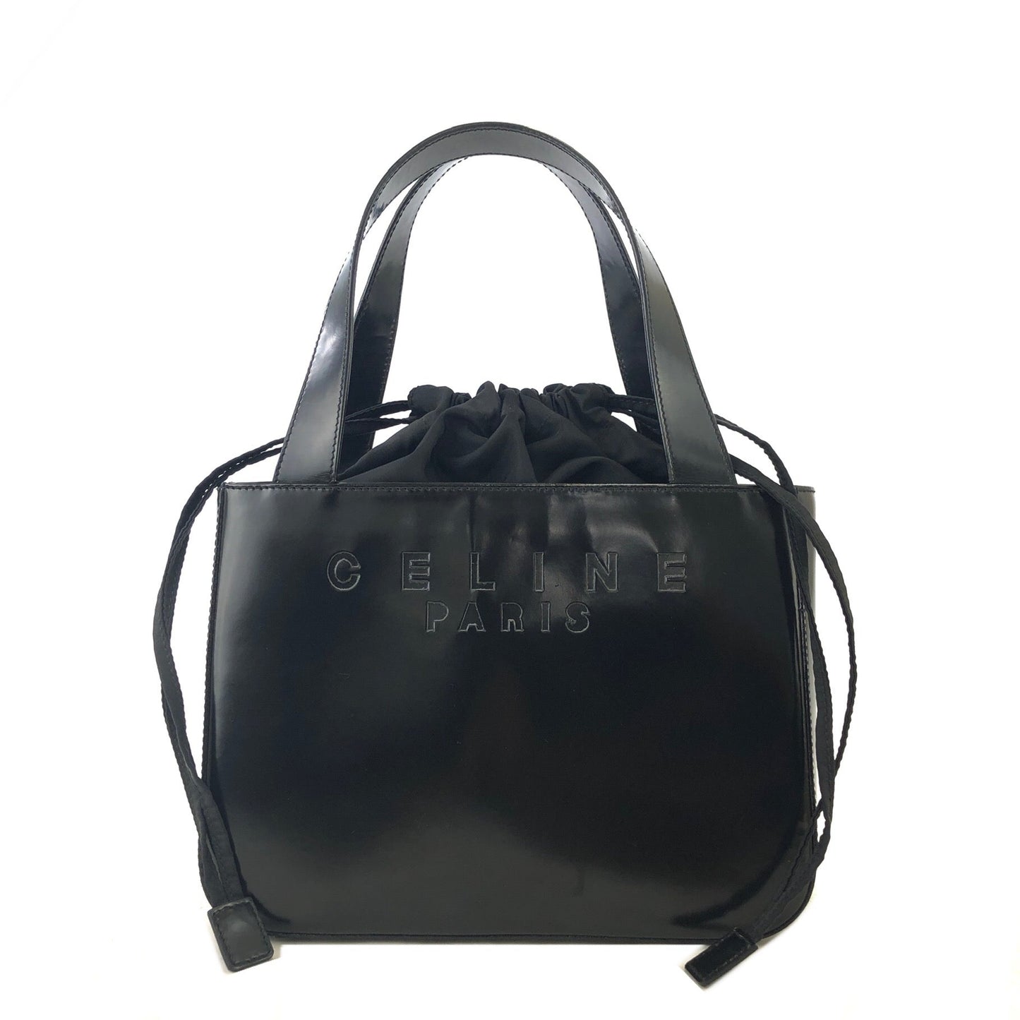 CELINE brand logo patent leather handbag Black Old Celine sb5xdm