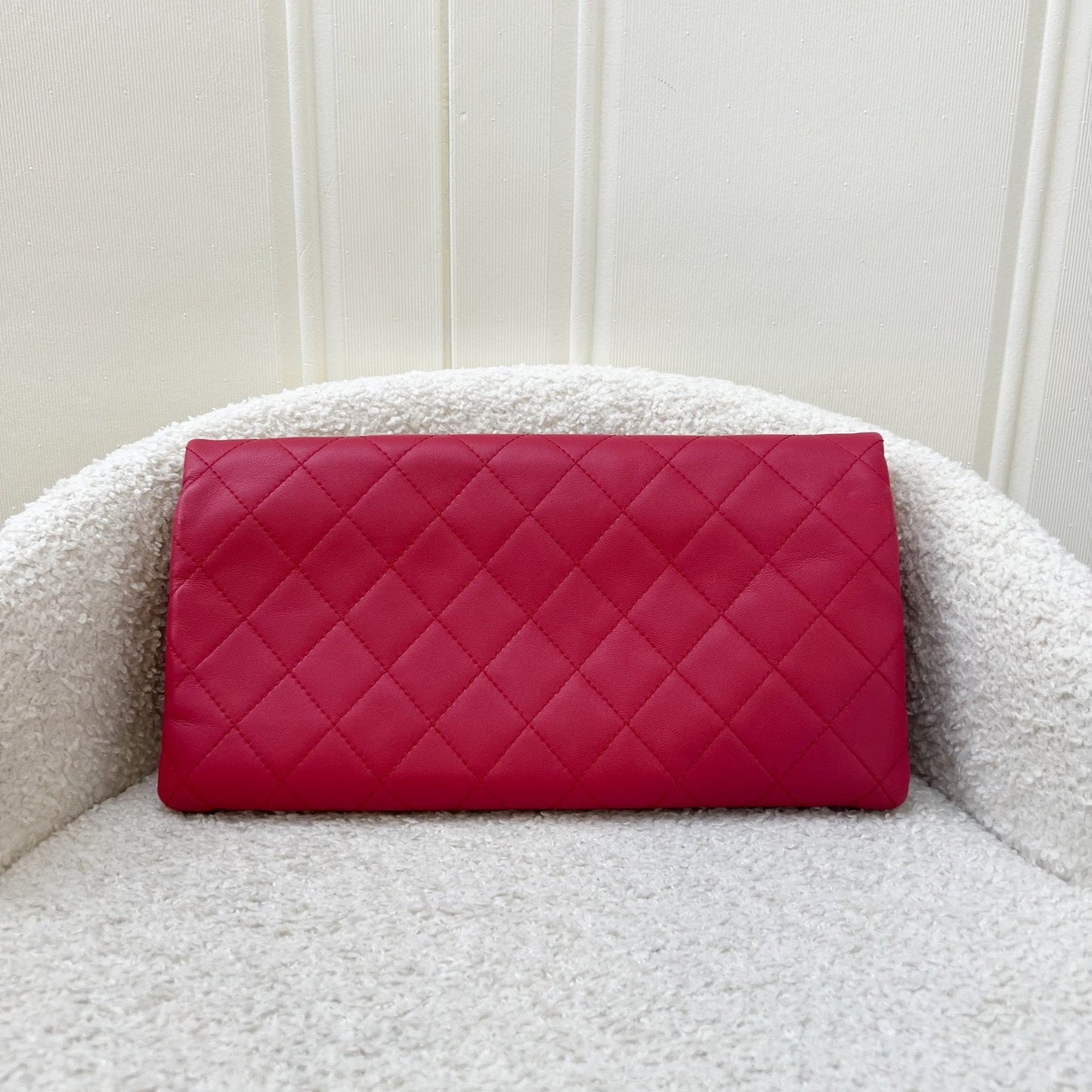 Chanel Foldover Clutch in Dark Pink Clutch Bag - Rovelle Bags