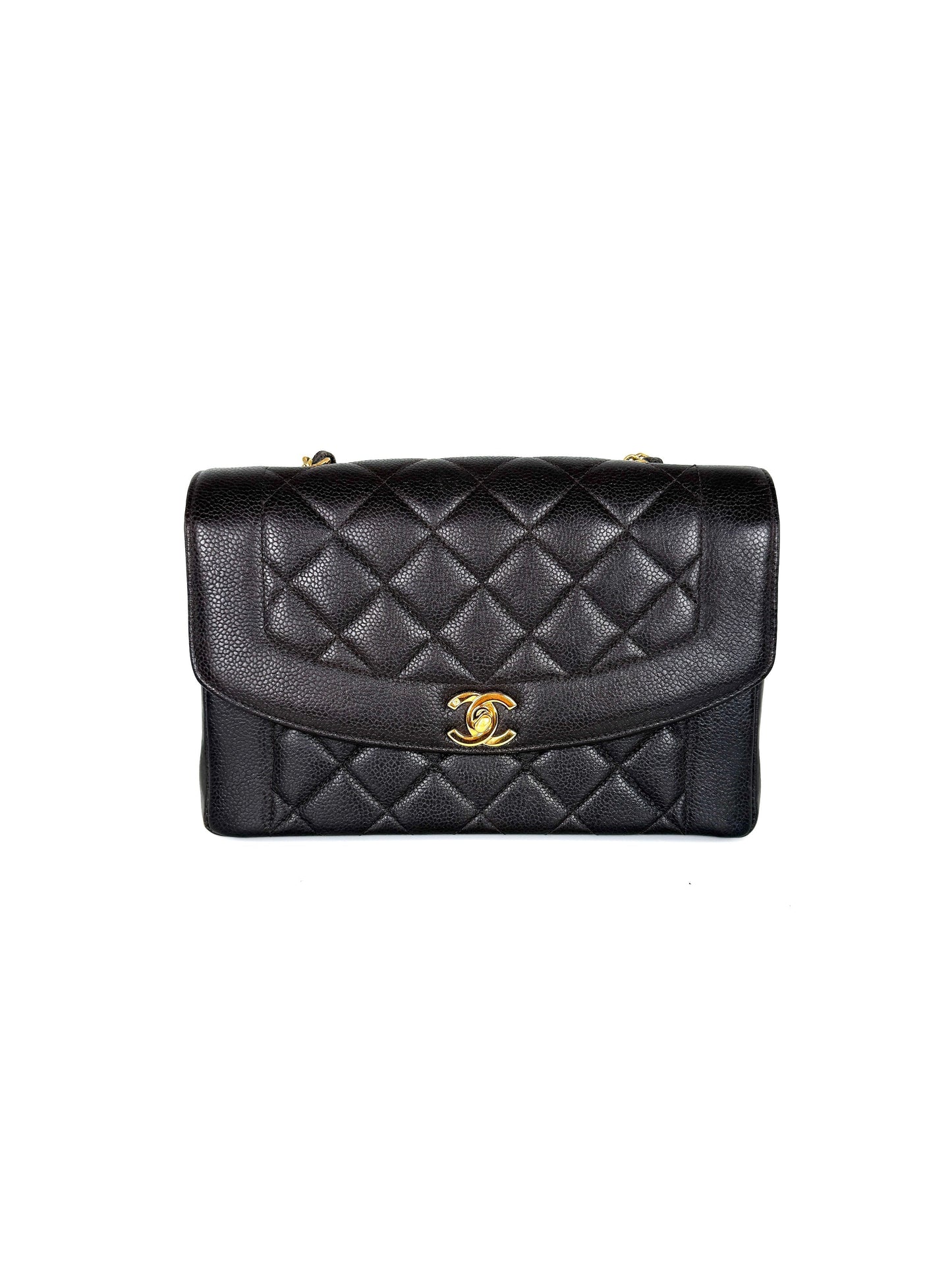 Chanel Diana Medium Brown Caviar Quilted Crossbody Bag - Rovelle Bags