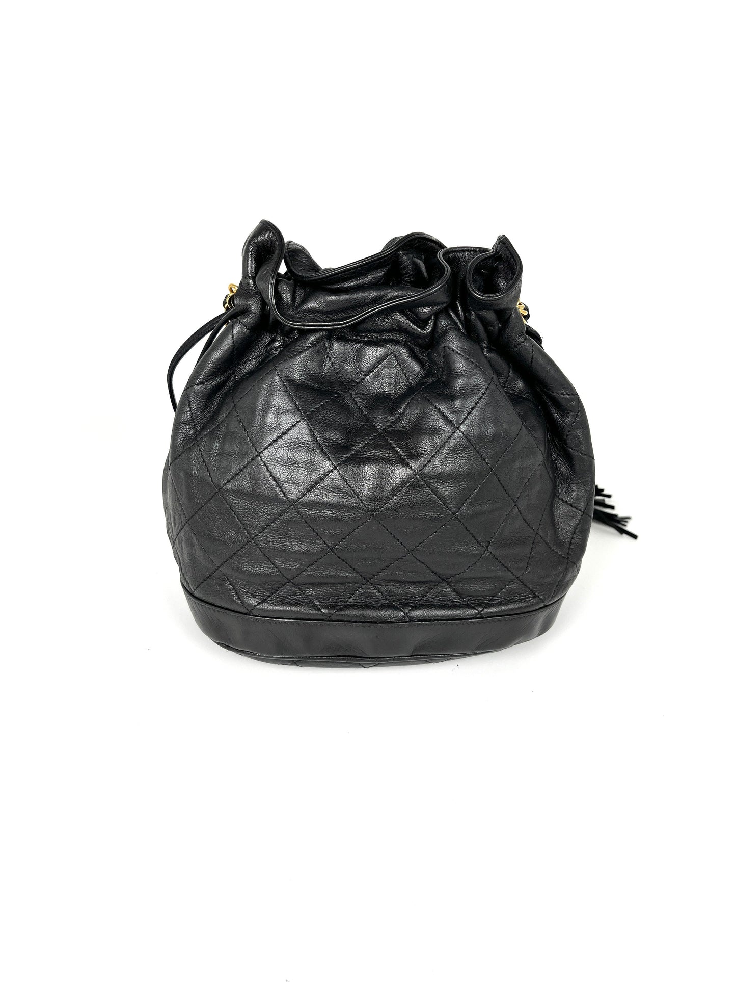 Chanel 24k Gold Black Lambskin Leather Shoulder Bag - Rovelle Bags