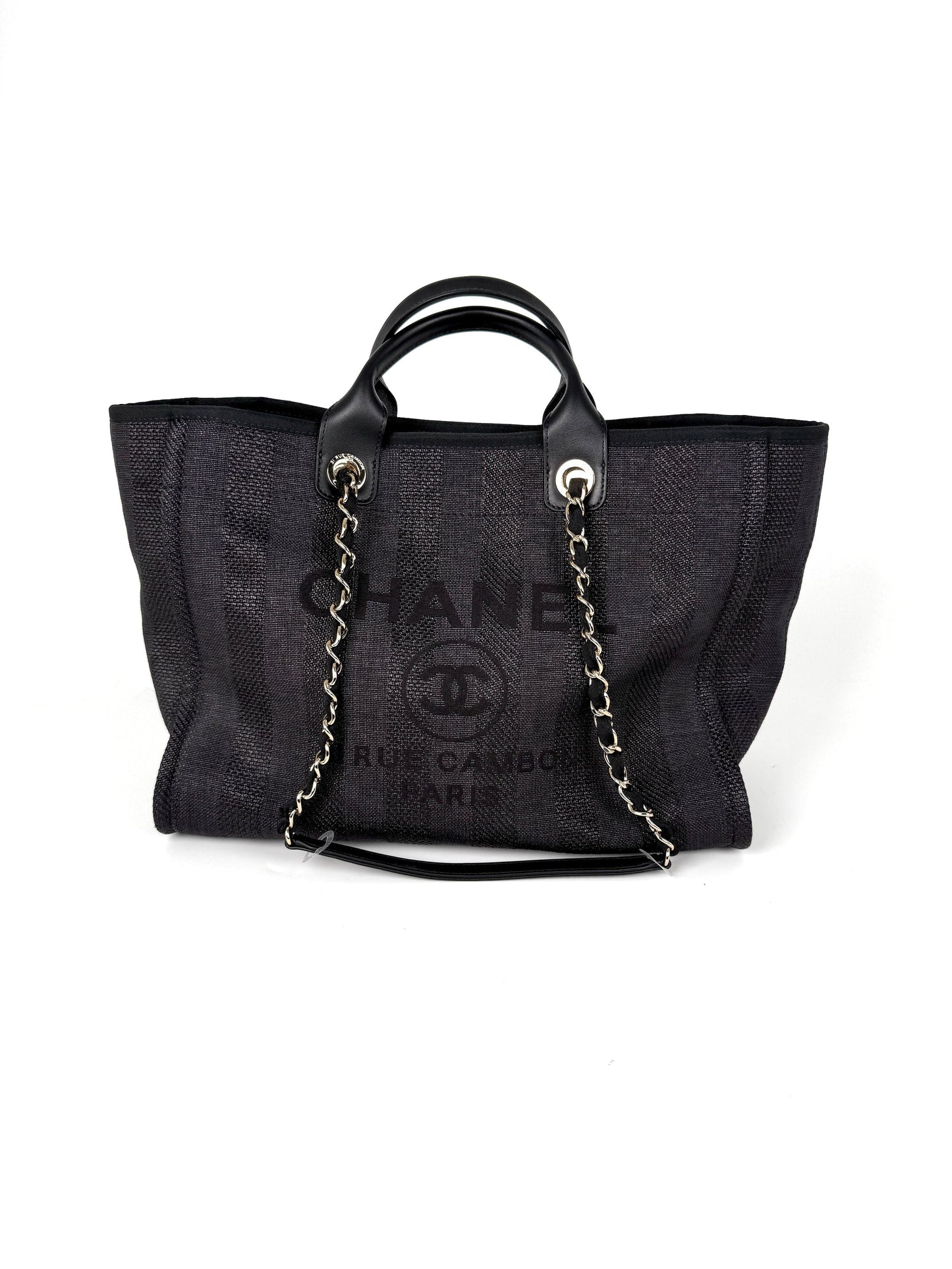 Chanel Deauville Straw Raffia Black Large Tote Bag - Rovelle Bags
