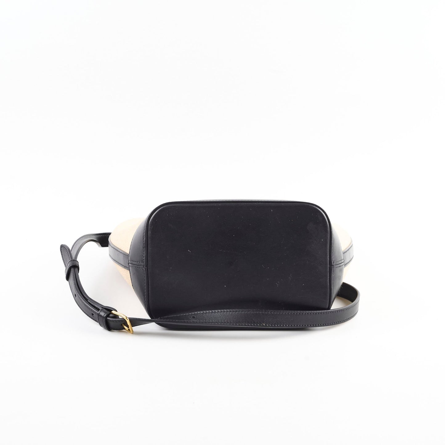 Luxury CELINE Triiomphe Canvas Calfskin Bucket Bag Beige/Black