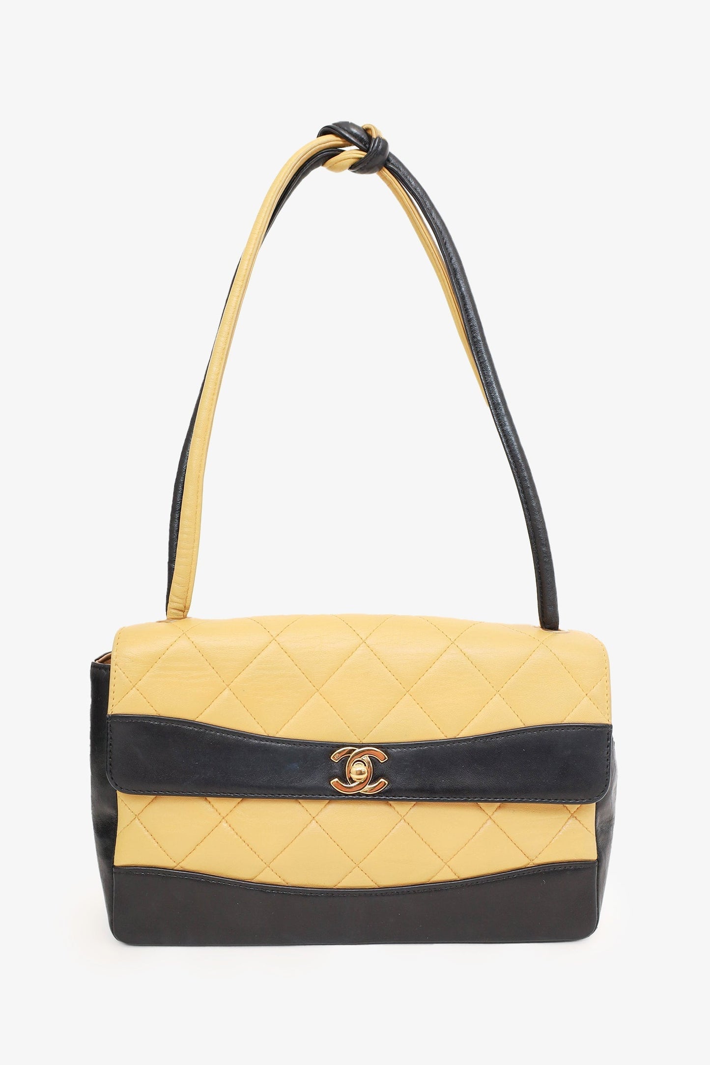 Chanel ™ 2000-02 Beige/Black Flap Bag - Rovelle Bags