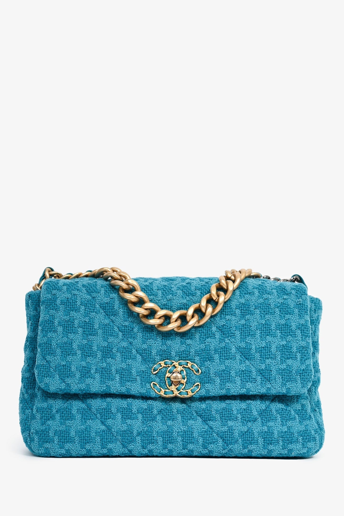 Chanel ™ Blue Houndstooth Shoulder Bag - Rovelle Bags