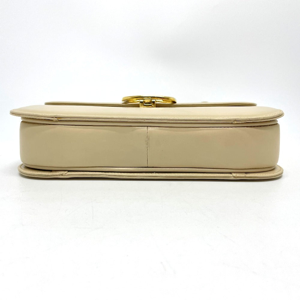 CELINE Shoulder Bag leather Beige x Gold Metal Carriage Metal Women Secondhand