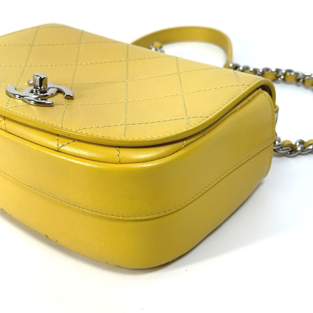 CHANEL Shoulder Bag Calfskin Yellow type CC COCO Mark stitch matelassÃÂé