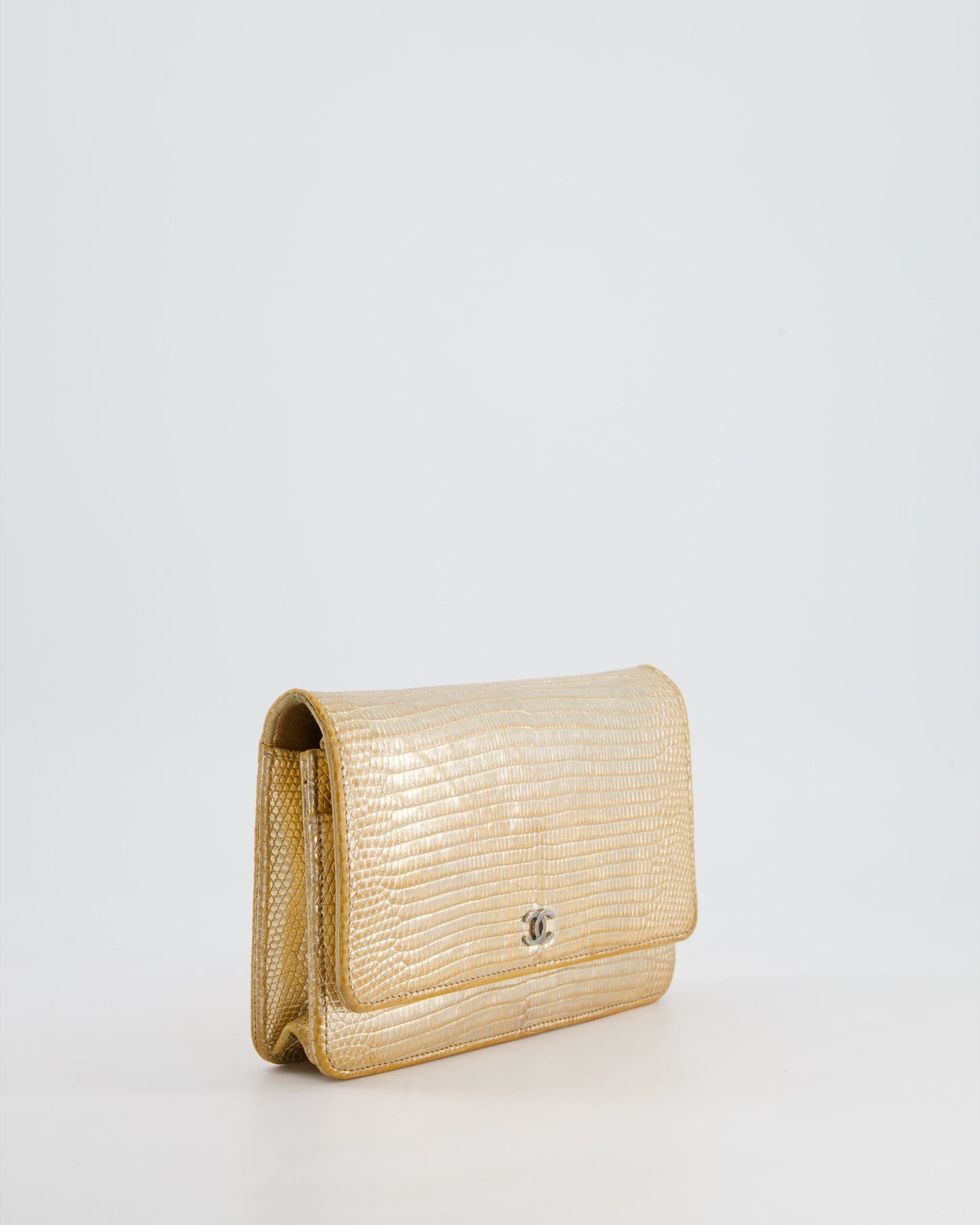 Chanel Metallic Gold Ombre Lizard Wallet Wallet On Chain - Rovelle Bags