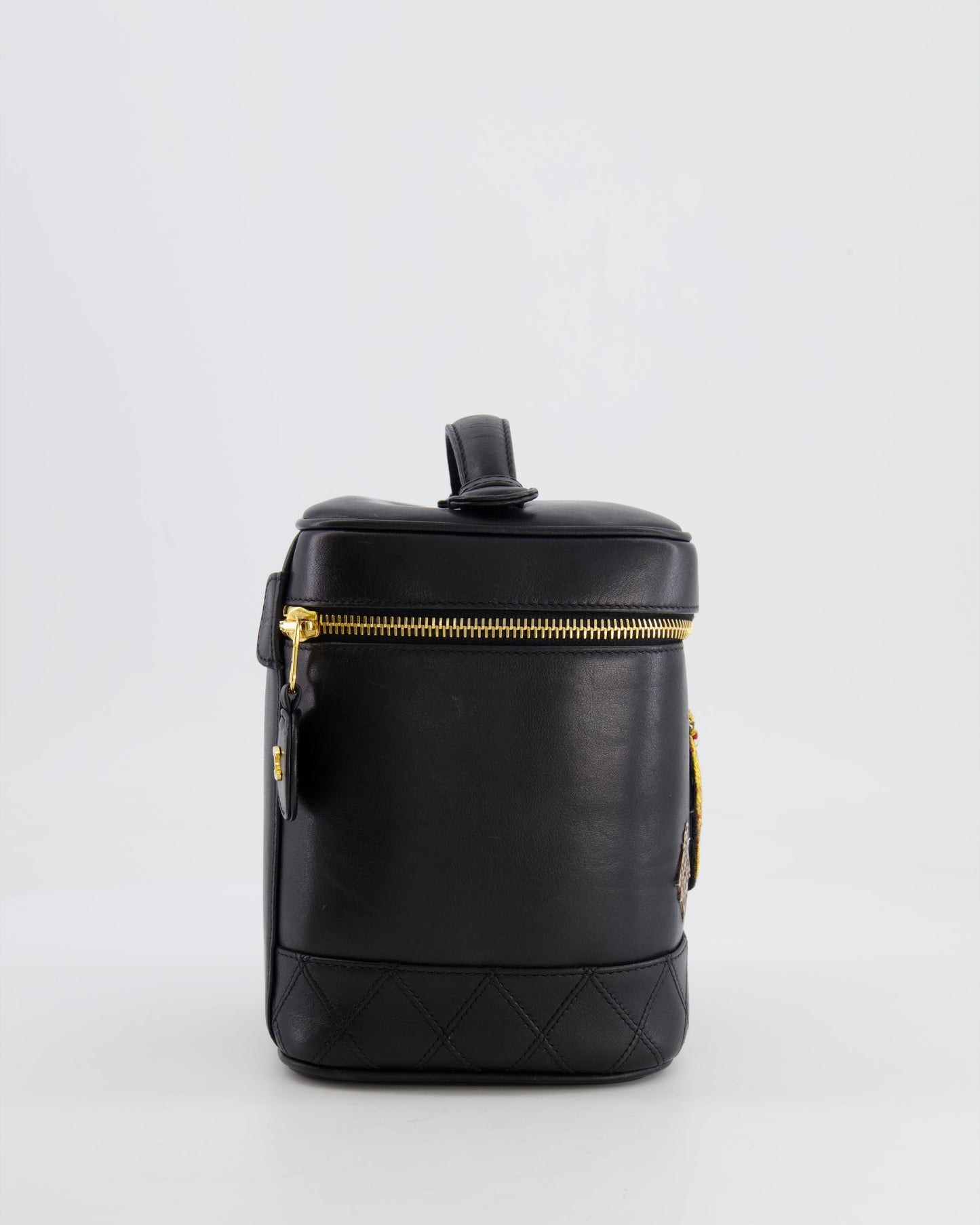 Chanel Black Lambskin Leather Embroidered Vanity Vanity Bag - Rovelle Bags