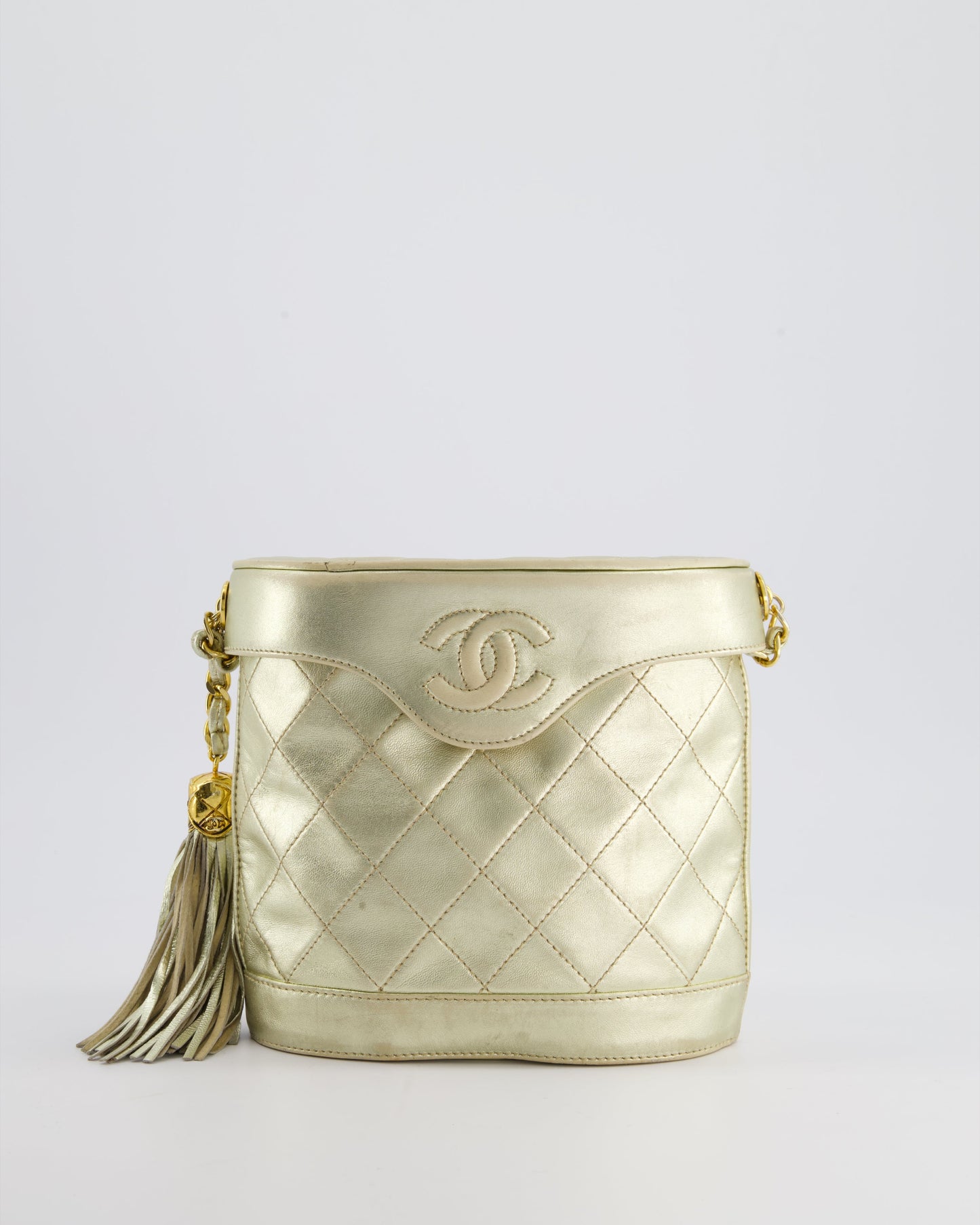 Chanel Gold Lambskin Leather Small Binocular Handbag - Rovelle Bags
