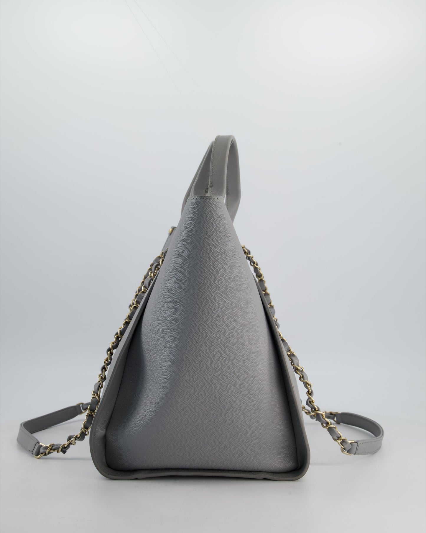 Chanel Grey Caviar Leather Medium Deauville Tote Bag - Rovelle Bags