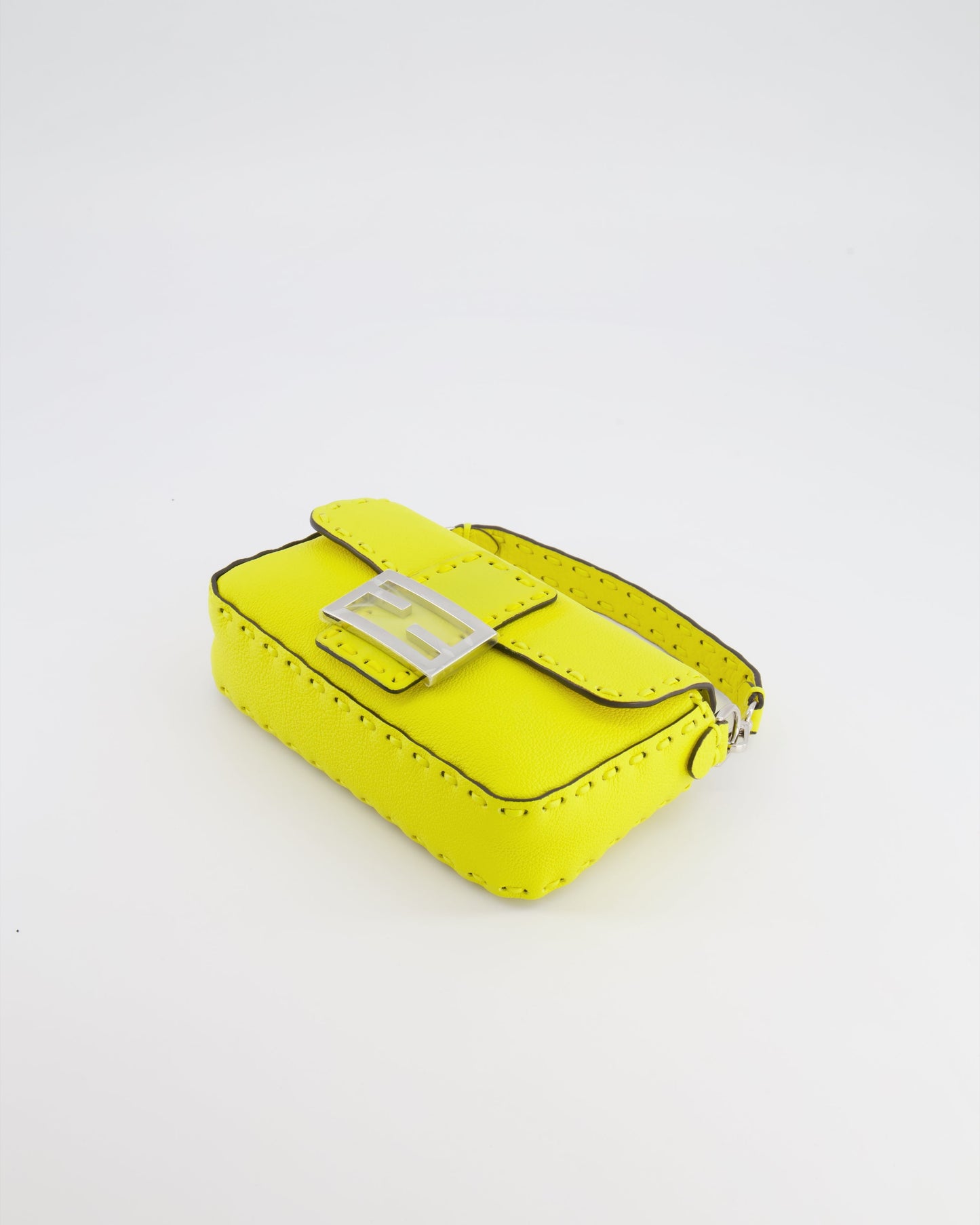 Fendi Yellow Leather Mini Baguette Bag with Silver Hardware RRP £2,000