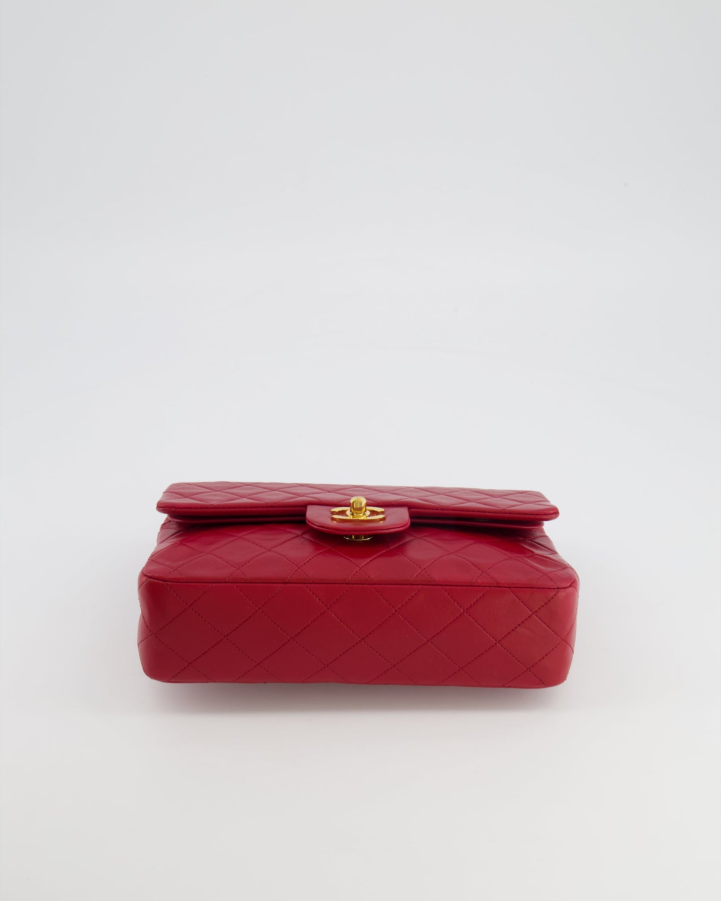 Chanel Small Classic Double Flap Bag in Red Lambskin Leather with 24K Gold Hardware