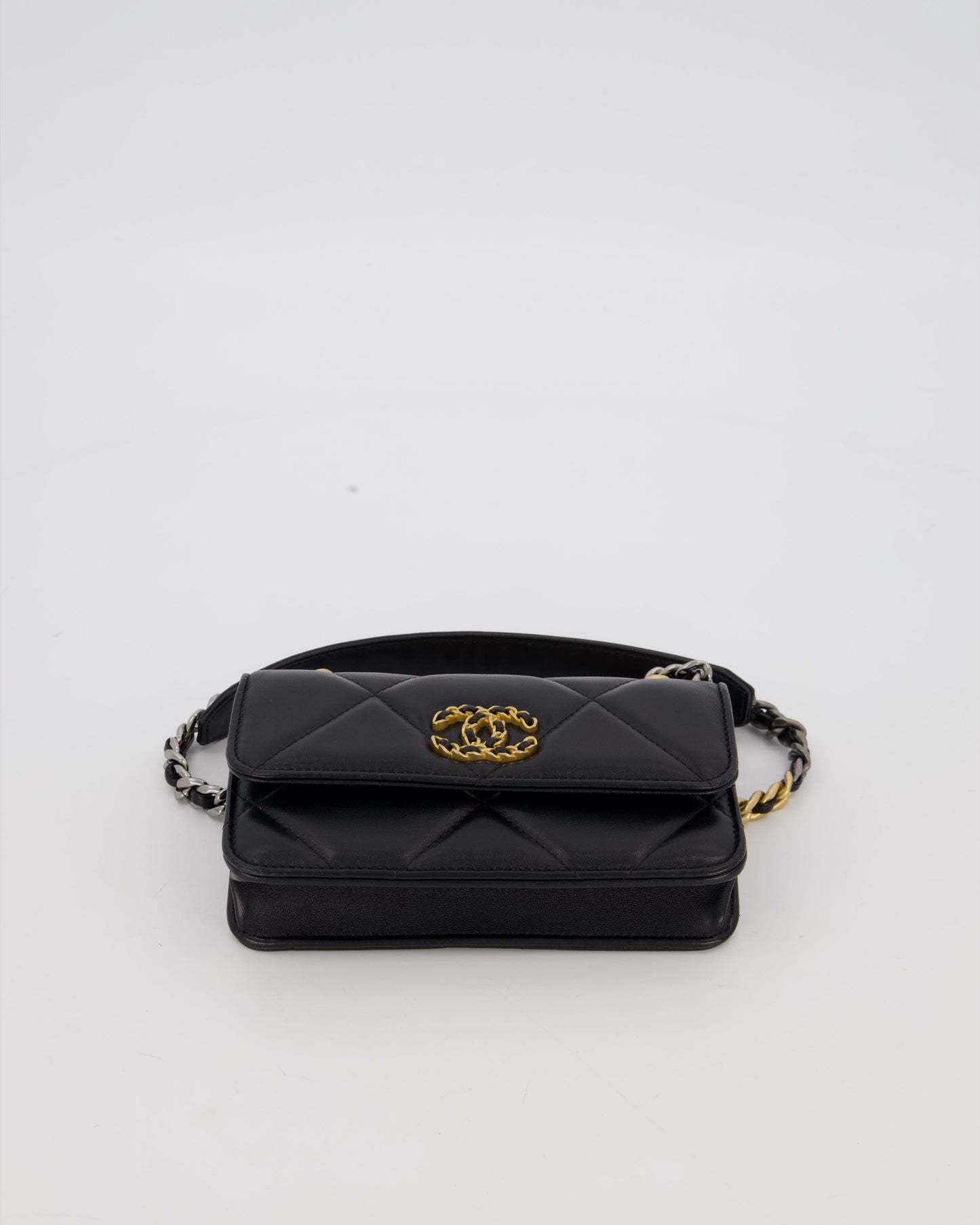 Chanel 19 Black Wallet On Chain in Lambskin Leather with Mixed Gold Hardware