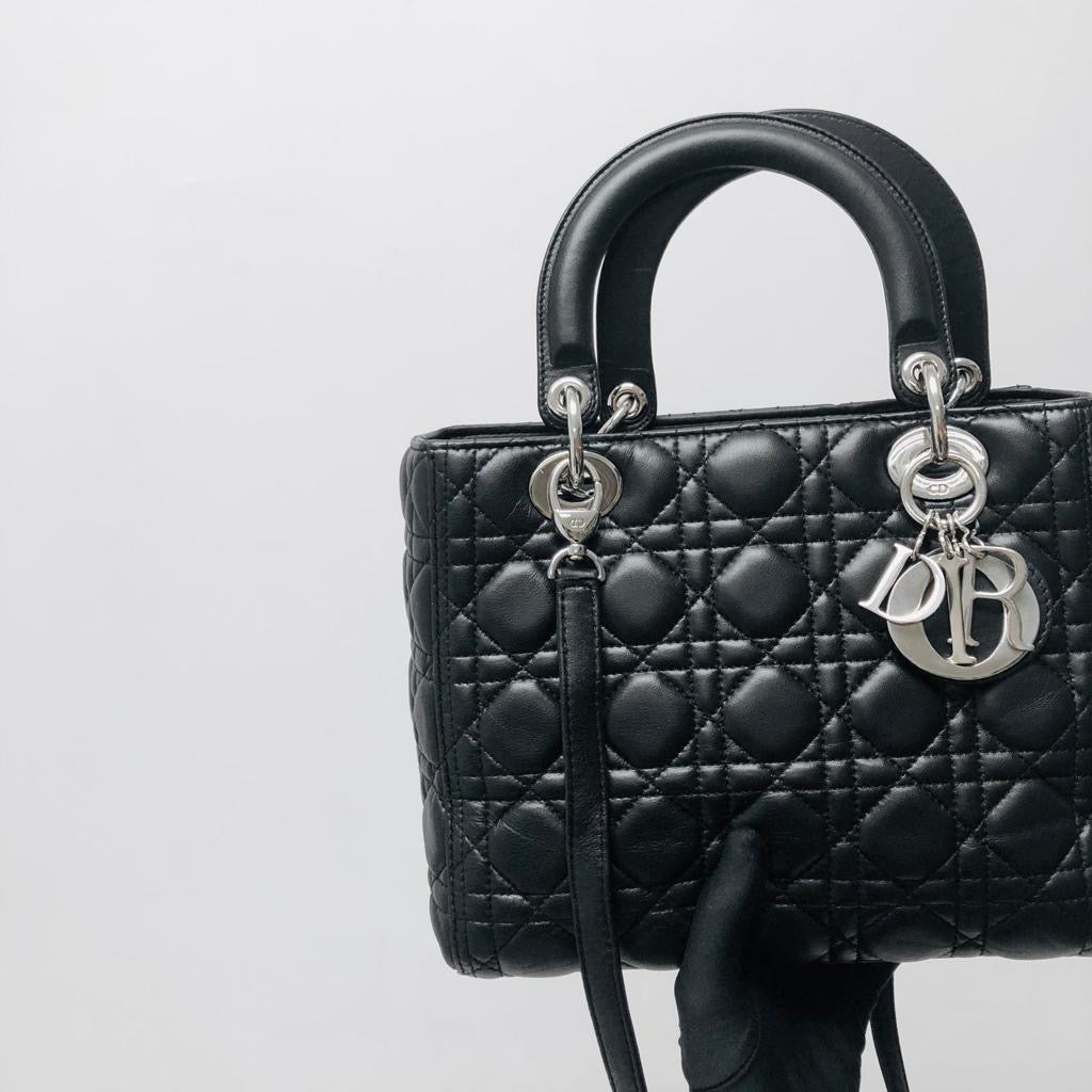 Chanel Monogram Lady Dior Leather Shoulder Bag