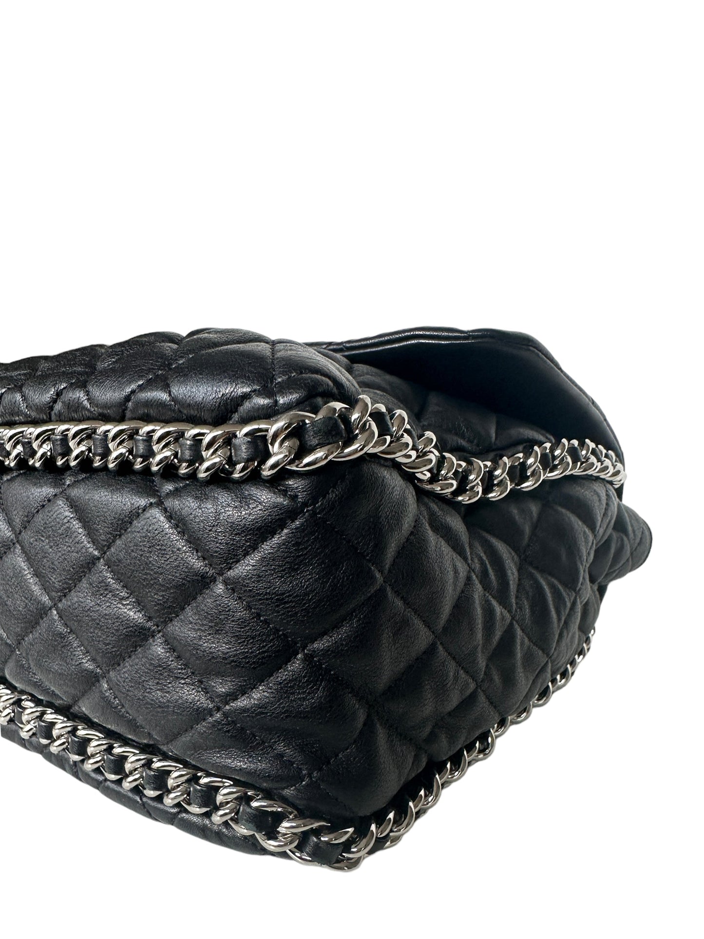 Chanel Black Washed Lambskin Quilted Maxi Flap Bag - Rovelle Bags