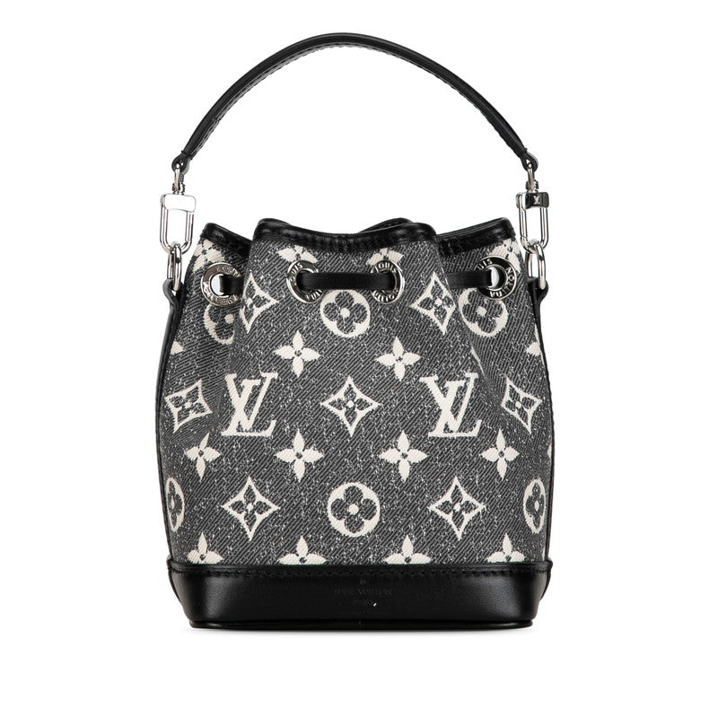 Louis Vuitton Monogram Nanoe Handbag 2WAY M46449 Gr Black Denim Leather Louis Vuitton
