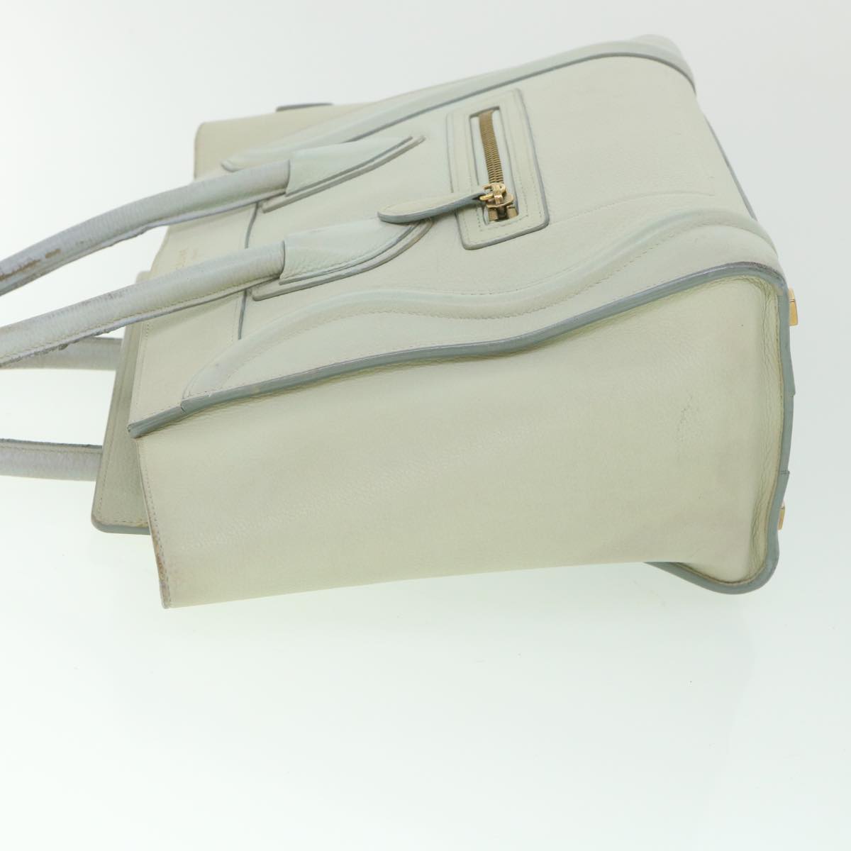 Luxury CELINE Luggage Hand Bag Leather Beige ar10492