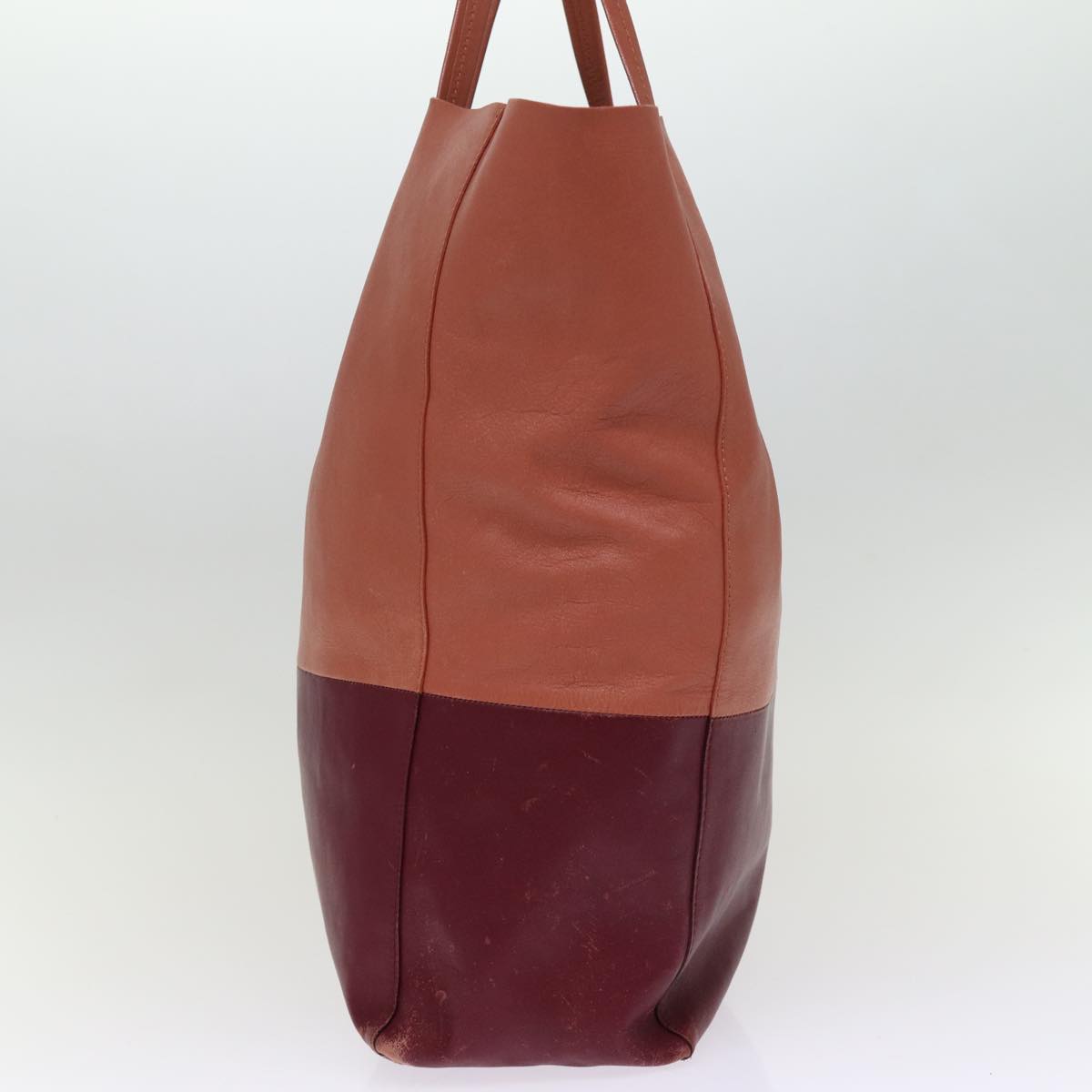 Luxury CELINE Horizontal Cabas Tote Bag Leather Bordeaux Orange ar11846