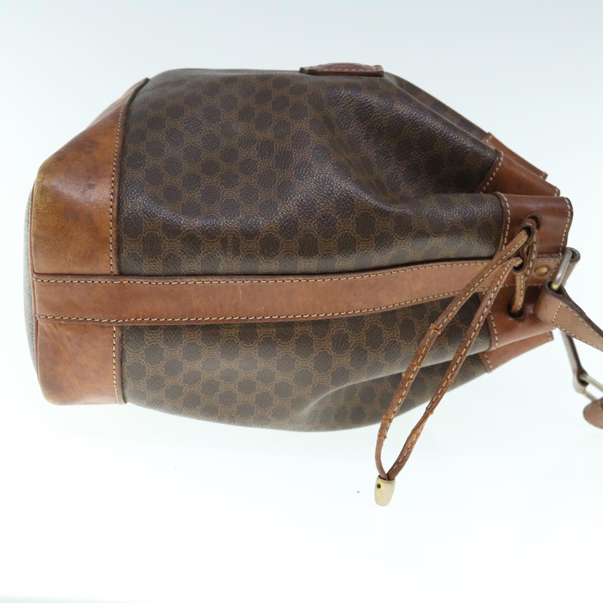 Luxury CELINE Macadam Canvas Shoulder Bag PVC Leather Brown 11386
