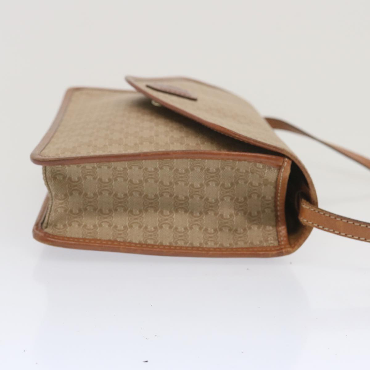 Luxury CELINE Macadam Canvas Shoulder Bag Beige 12923