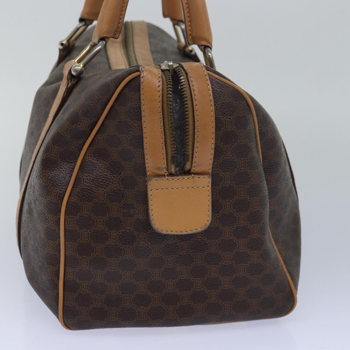 Luxury CELINE Macadam Canvas Pouch Hand Bag PVC Leather 3Set Beige Brown 14082