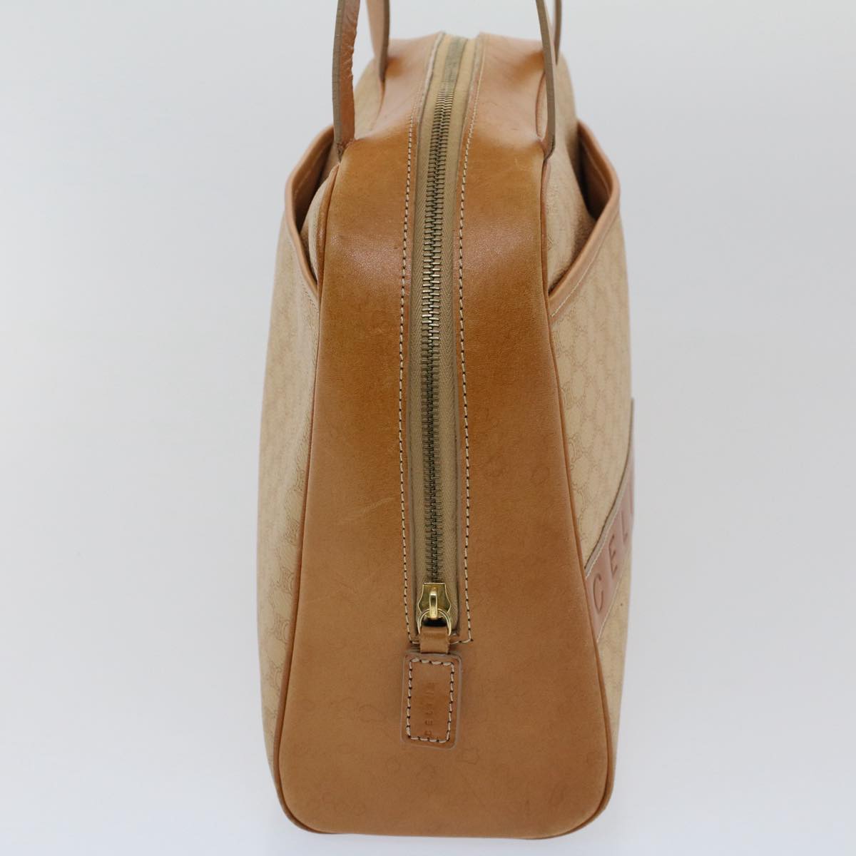 Luxury CELINE Macadam Canvas Hand Bag PVC Leather 2Set Beige Brown 7502
