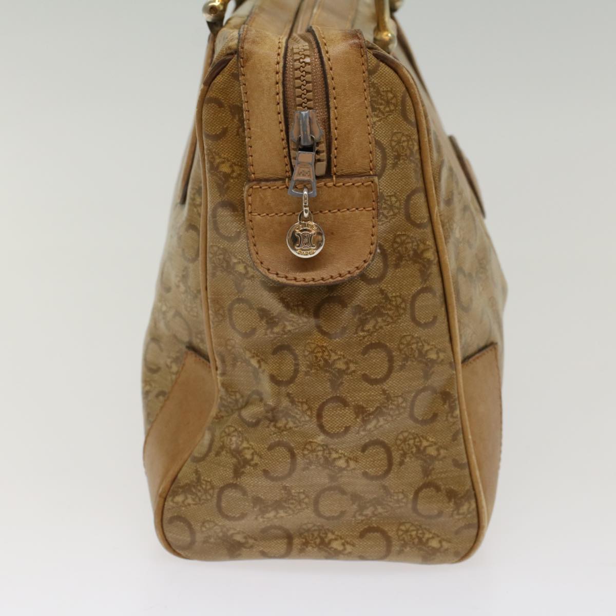 Luxury CELINE C Macadam Canvas Boston Bag Beige 7533