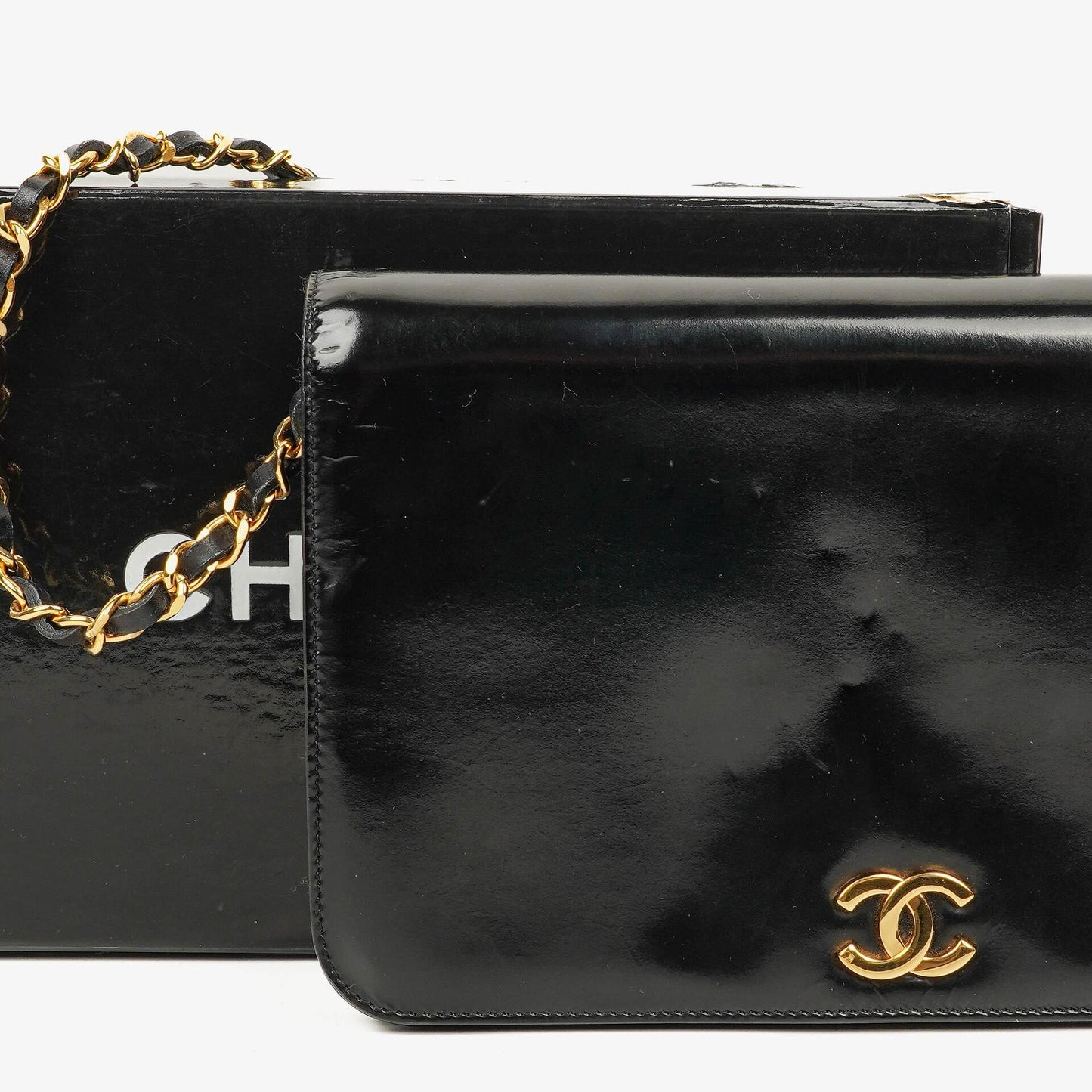 Chanel Black Patent Leather Full Flap With 24k Gold Plated Hardware
