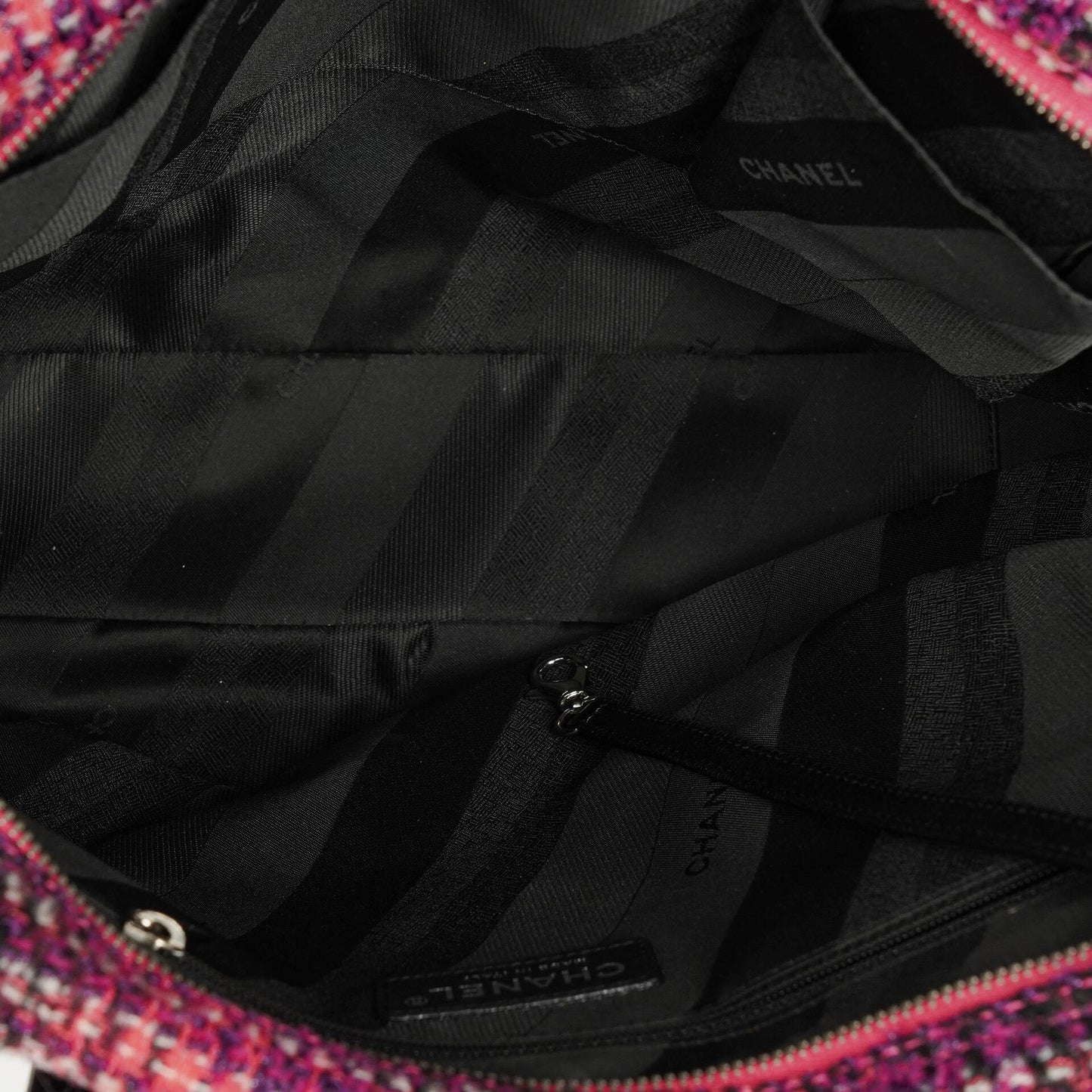 Chanel Black Quilted Glazed Calfskin Leather and Tweed Portobello Tote Bag