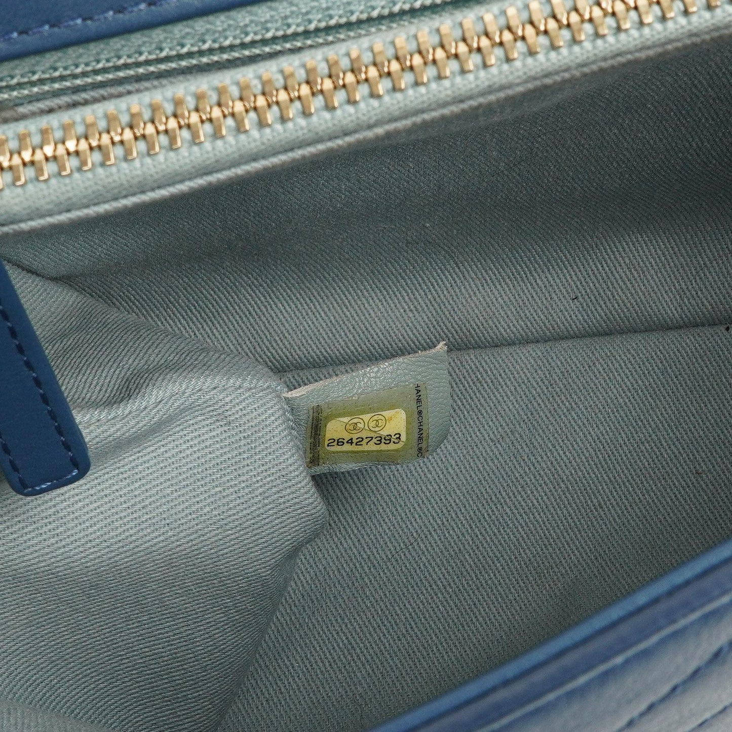 Chanel Chevron Stitched Large Envelope Compartment Flap Bag Blue Calfskin Gold-Tone Hardware, 2018-2019