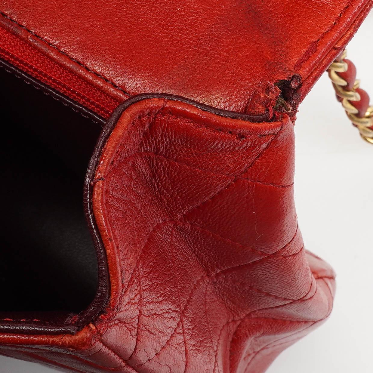 Chanel Classic Envelope Flap Bag in Red Quilted Lambskin With 24K Gold-Plated Hardware