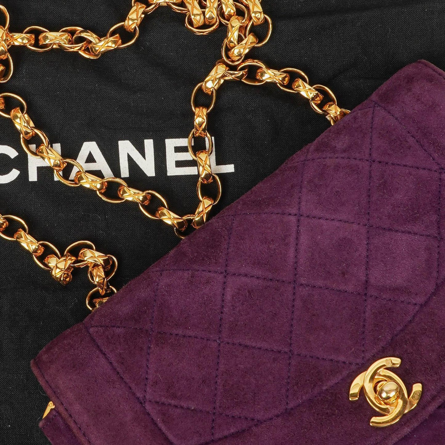 Chanel Classic Mini Diana Purple Suede Flap Bag 24K Gold-Plated Hardware