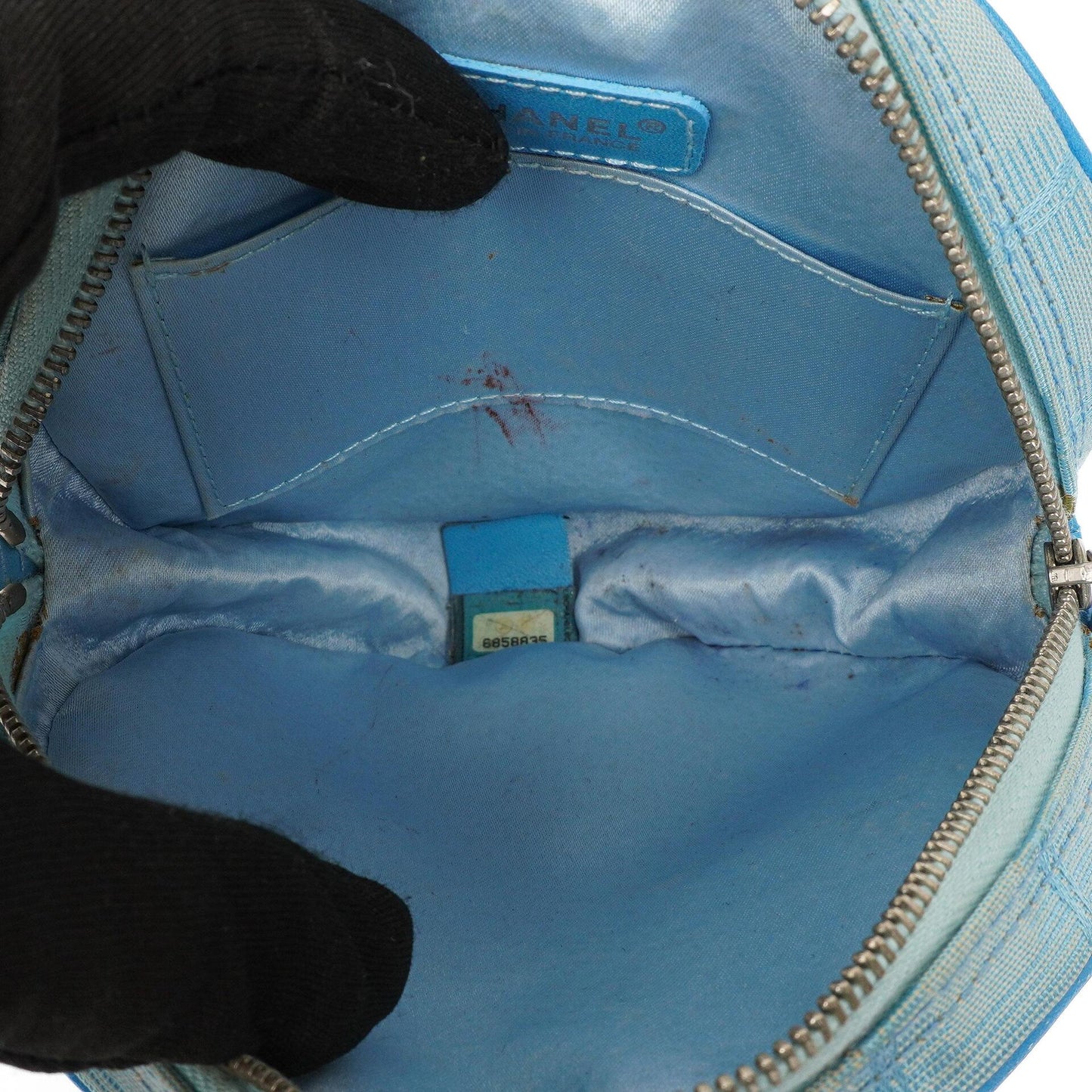 Chanel Nylon Travel Round Blue Pouch, 2002-2003