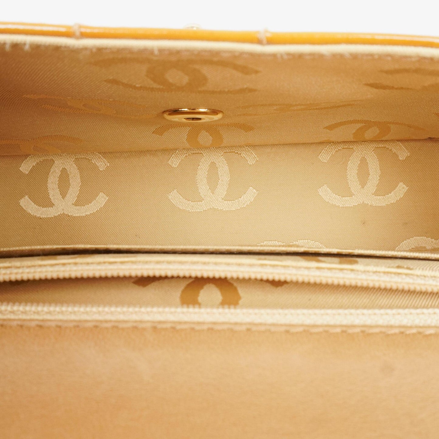 Chanel Quilted Patent Leather Chocolate Bar Flap Bag