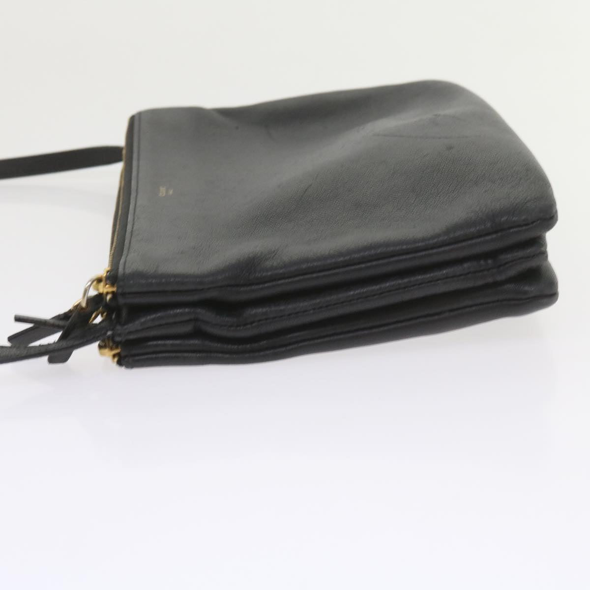 Luxury CELINE Trio PM Shoulder Bag Leather Black ep2461