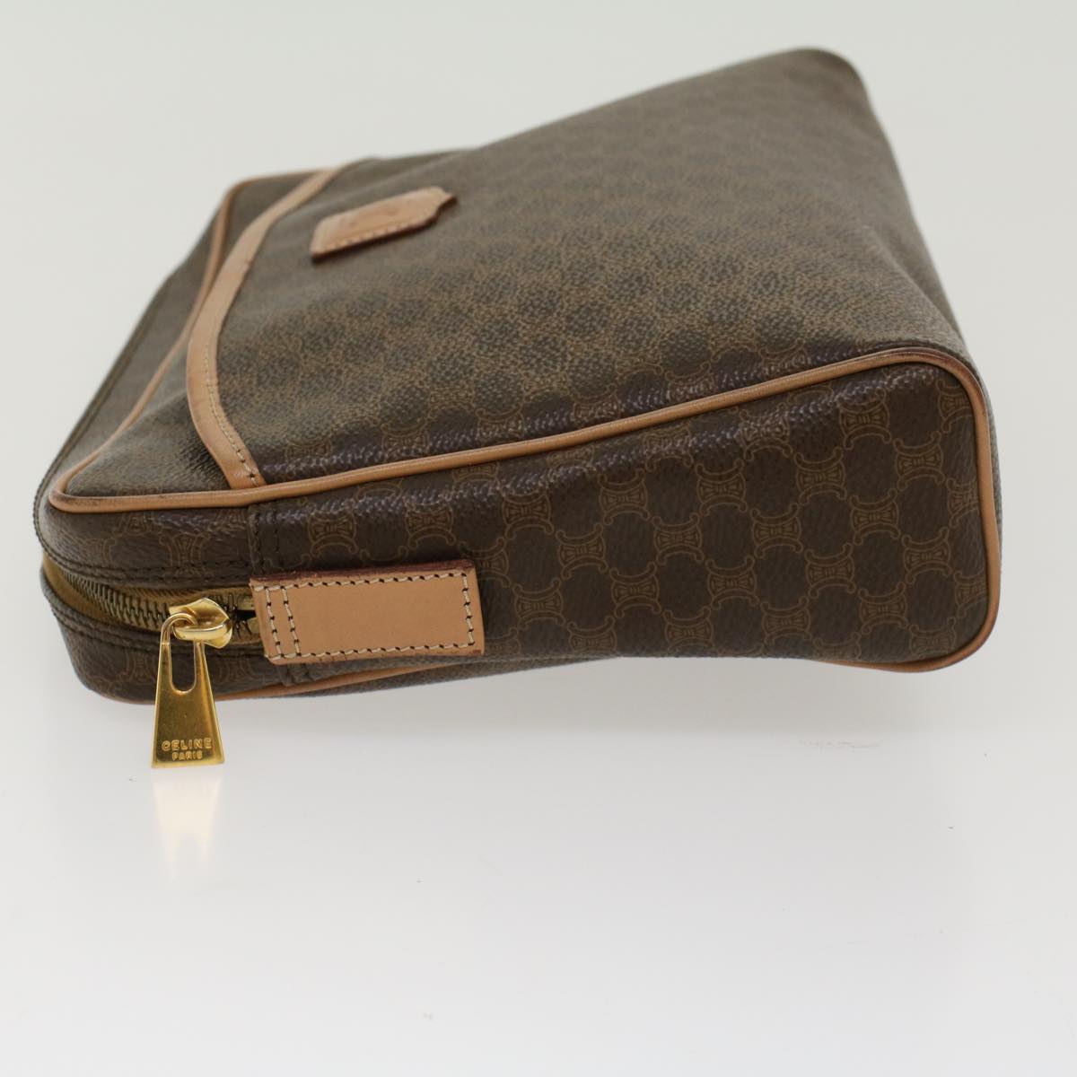Luxury CELINE Macadam Canvas Clutch Bag PVC Leather Brown ep963