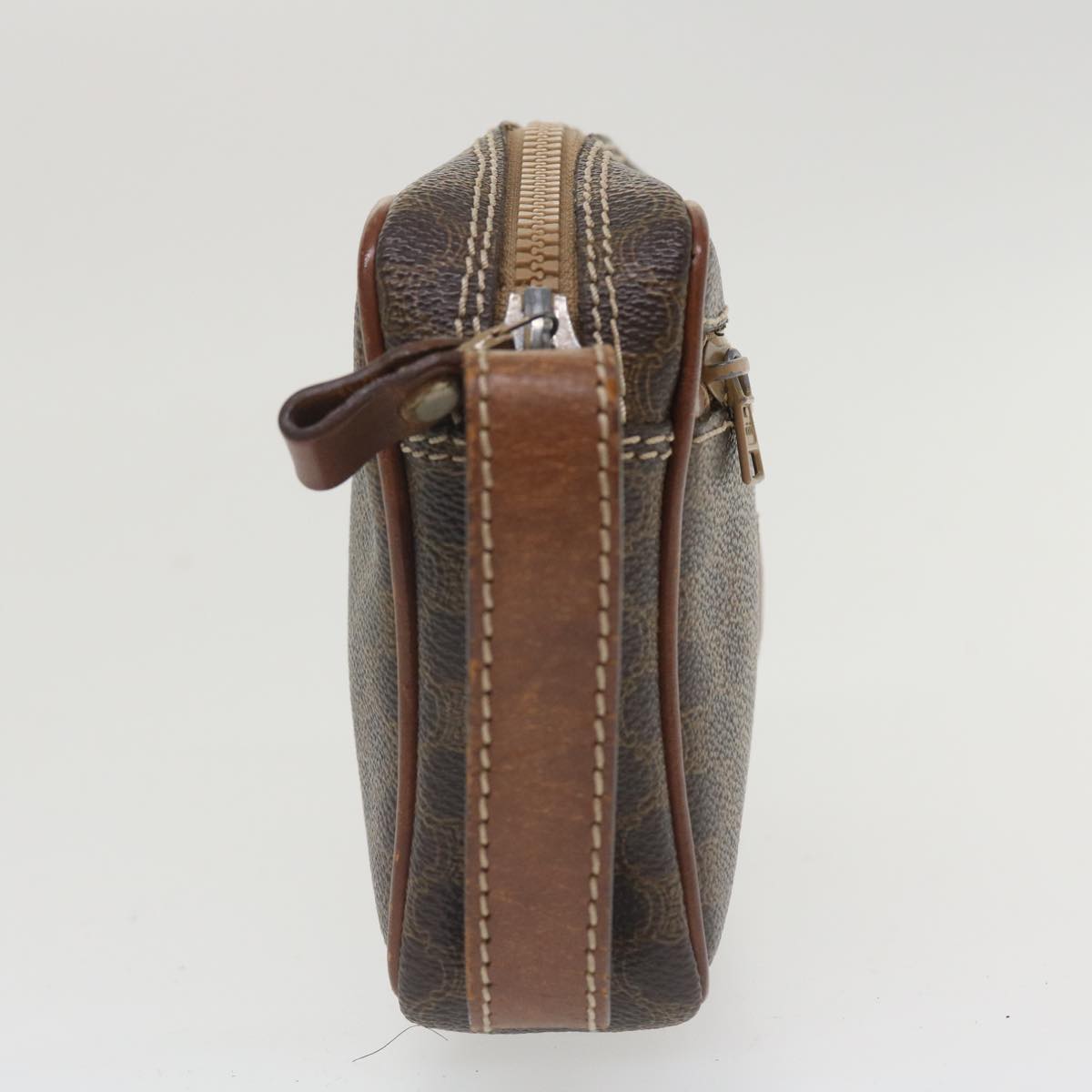 Luxury CELINE Macadam Canvas Pouch PVC Leather Brown im414