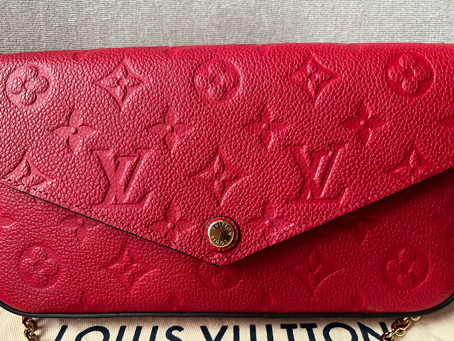 Louis Vuitton Felicie Pochette Red Empreinte Monogram (RRP £1160)