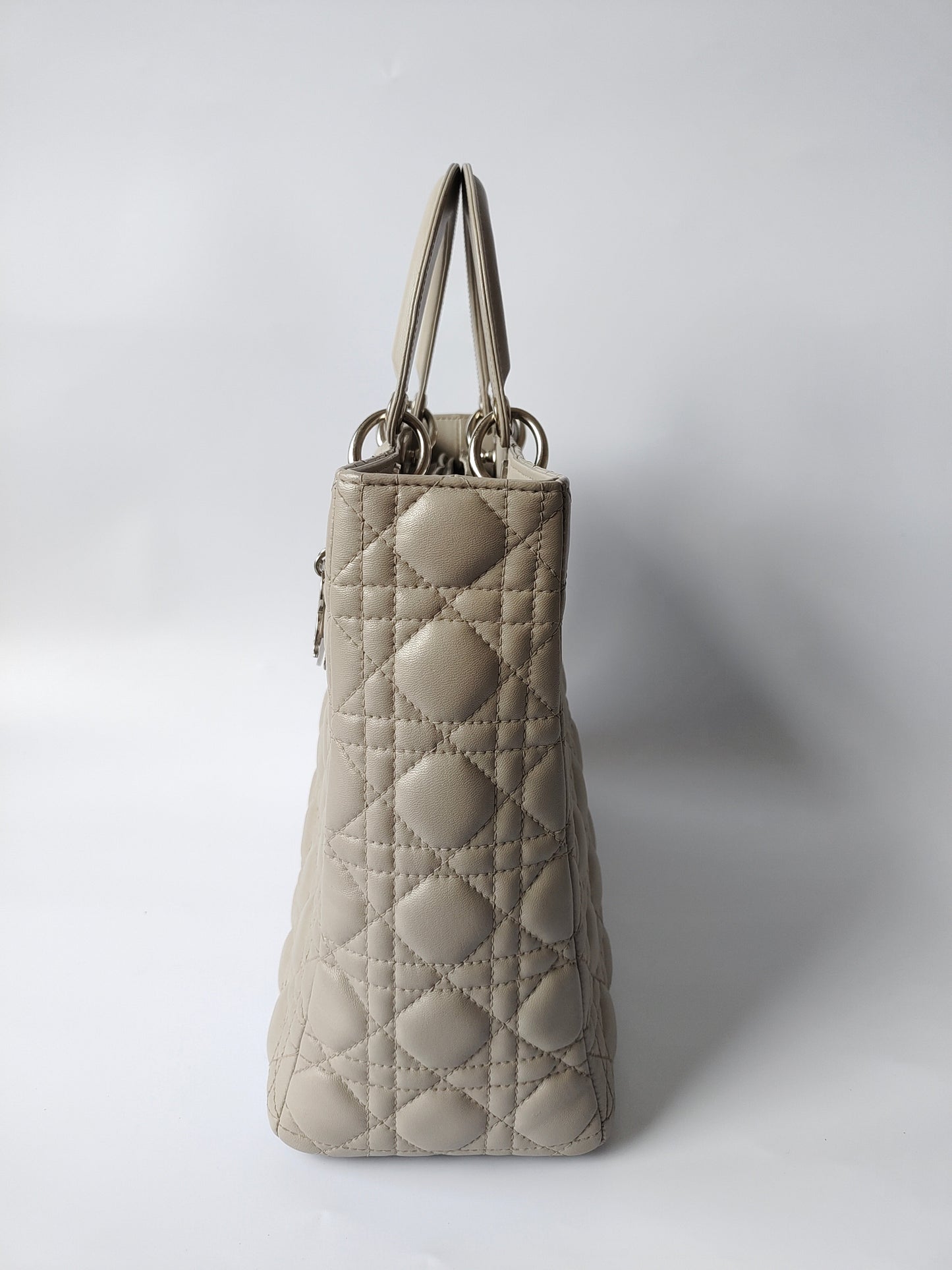Lady Dior Large Grey Leather handbag with strap