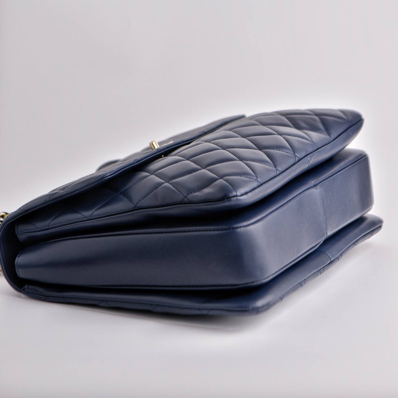 Chanel Large Trendy CC Top Handle Flap Bag in Navy Lambskin