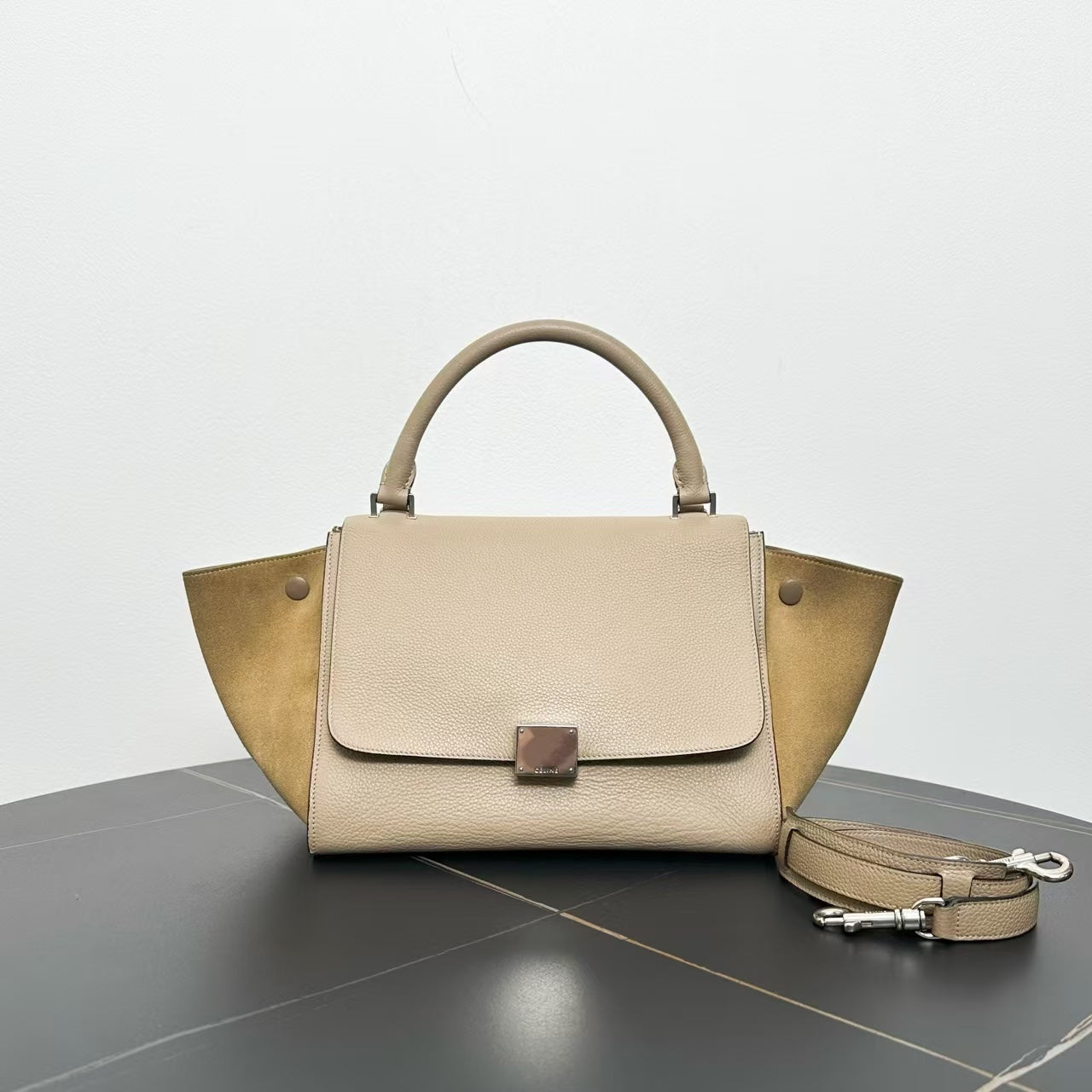 Luxury CELINE Beige Trapeze Tote Bag - Designer Handbag